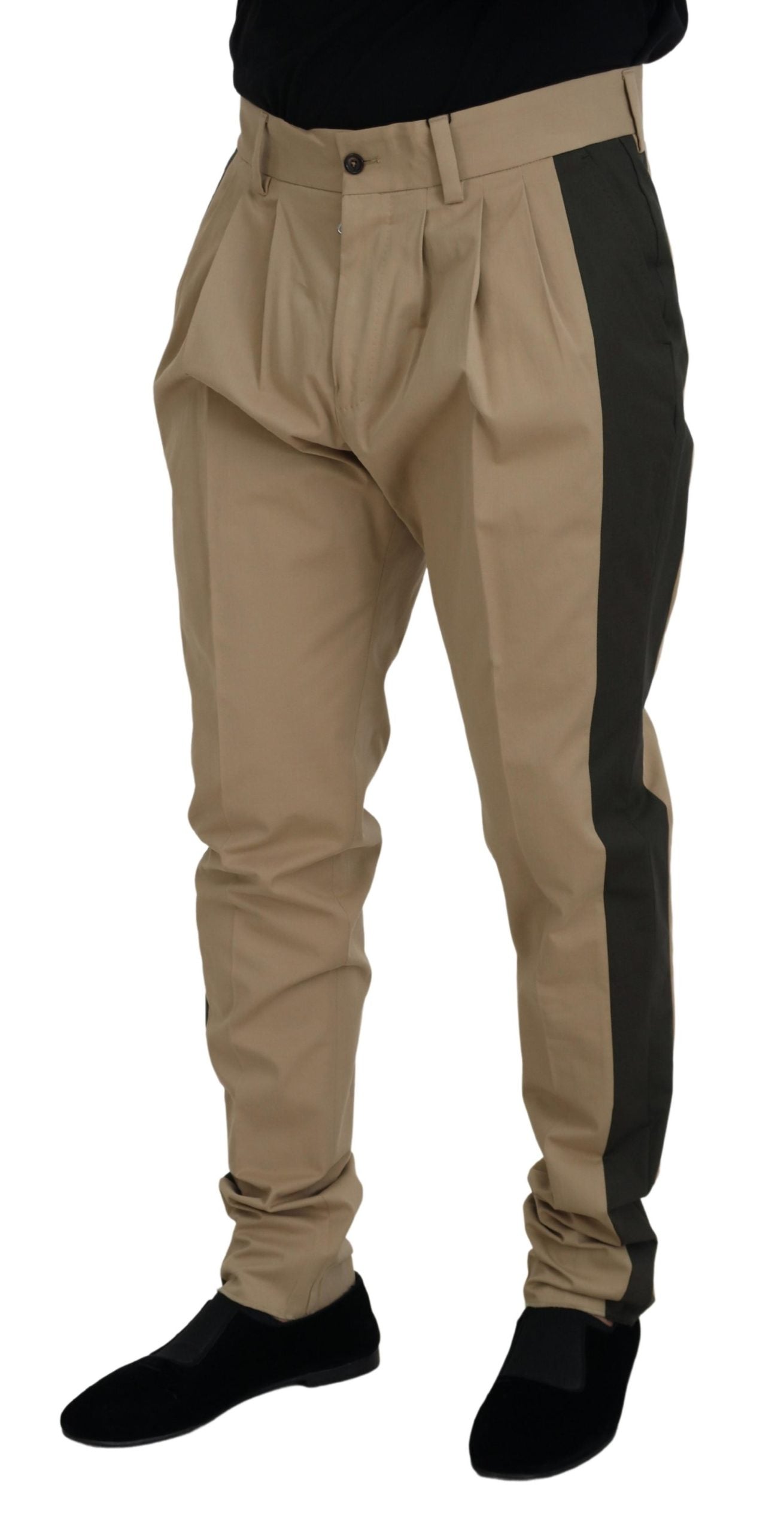 Brown Black Cotton Chino Men Pants - ventzia