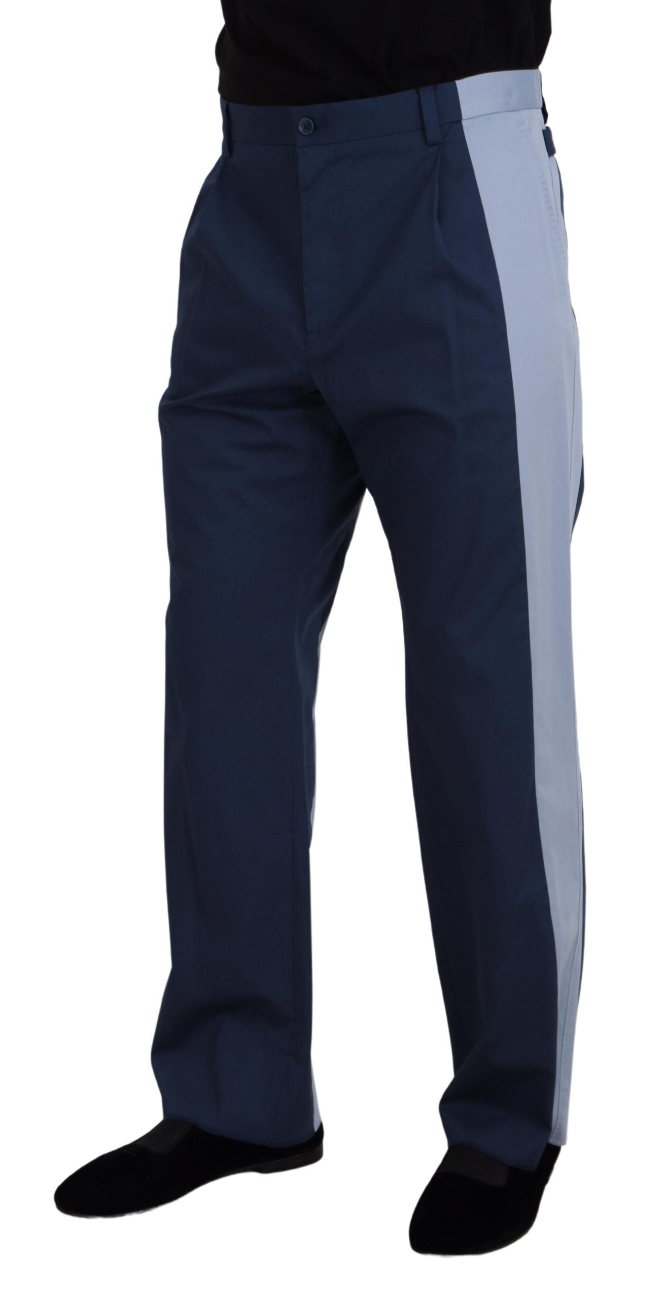 Blue Cotton Straight Fit Pants - ventzia