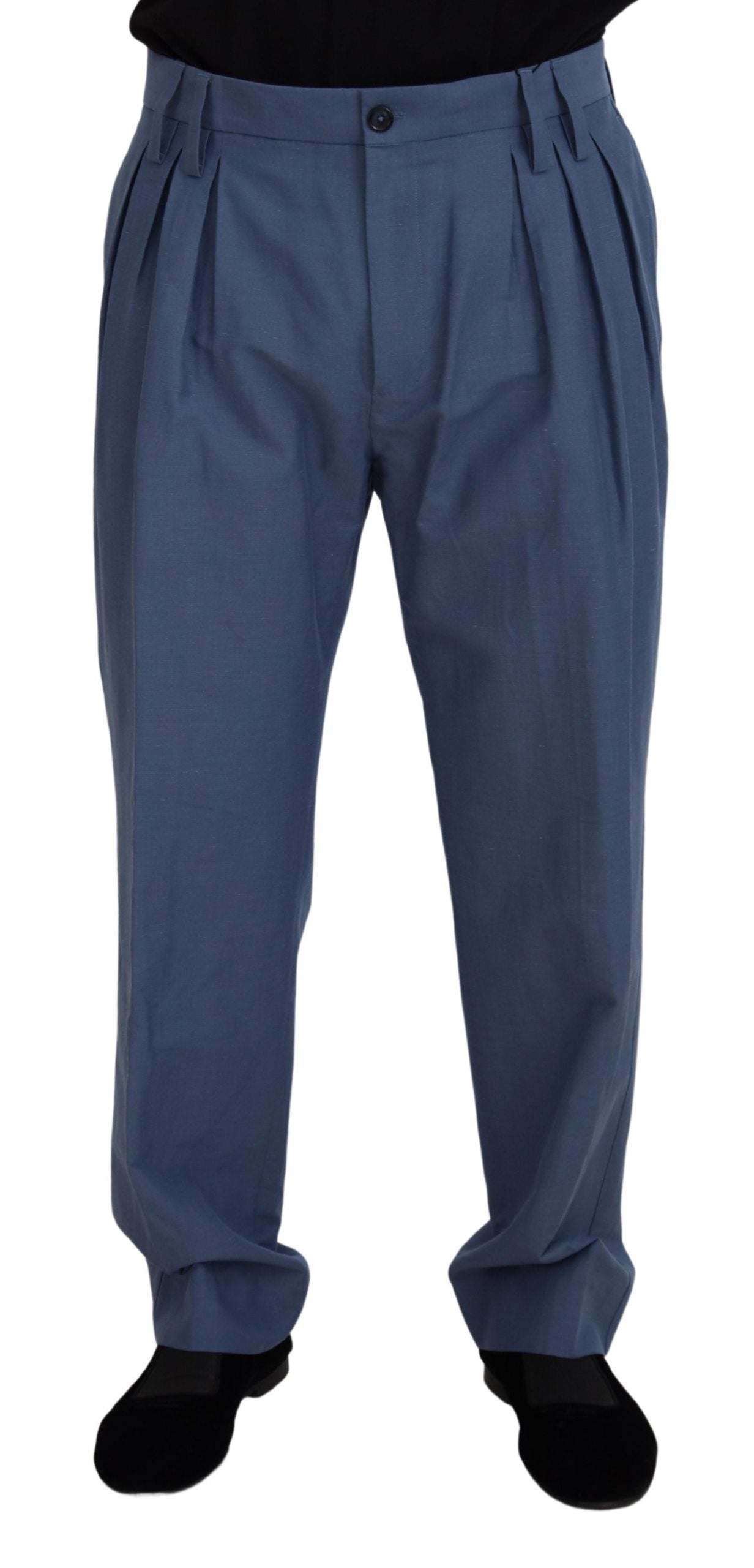 Blue Linen Chino Men Formal Pants - ventzia