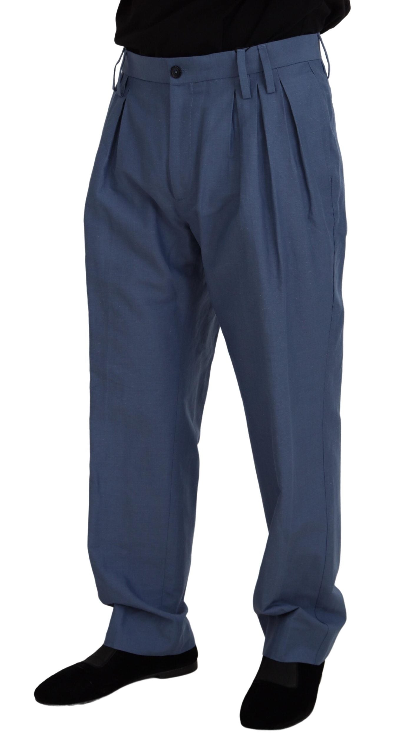 Blue Linen Chino Men Formal Pants - ventzia
