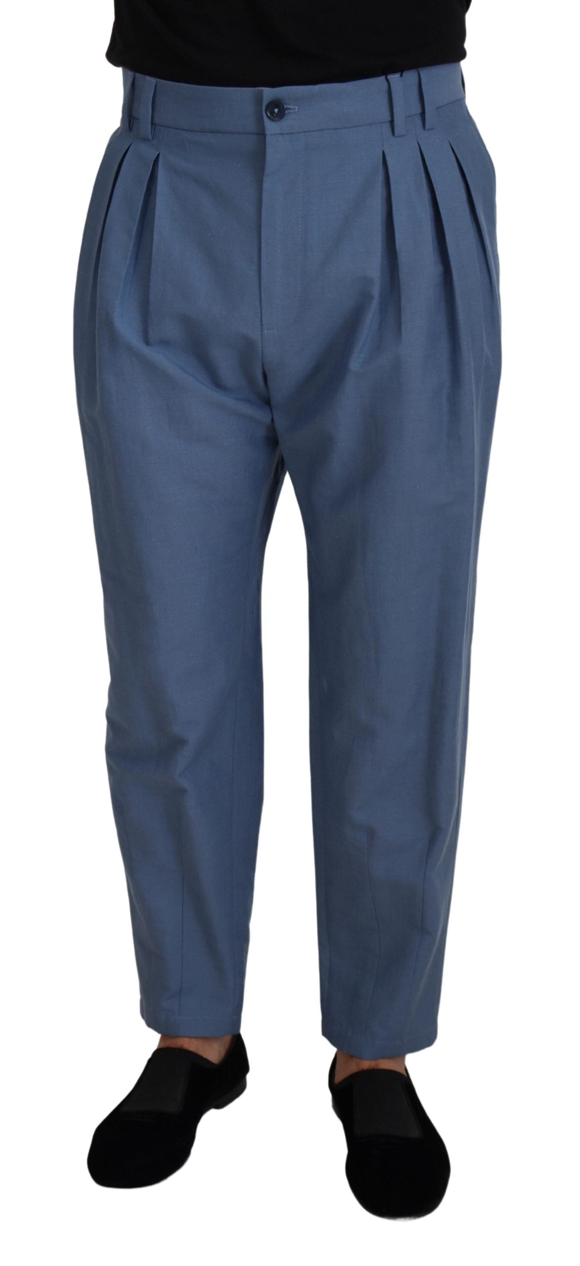 Blue Linen Chino Formal Pants - ventzia