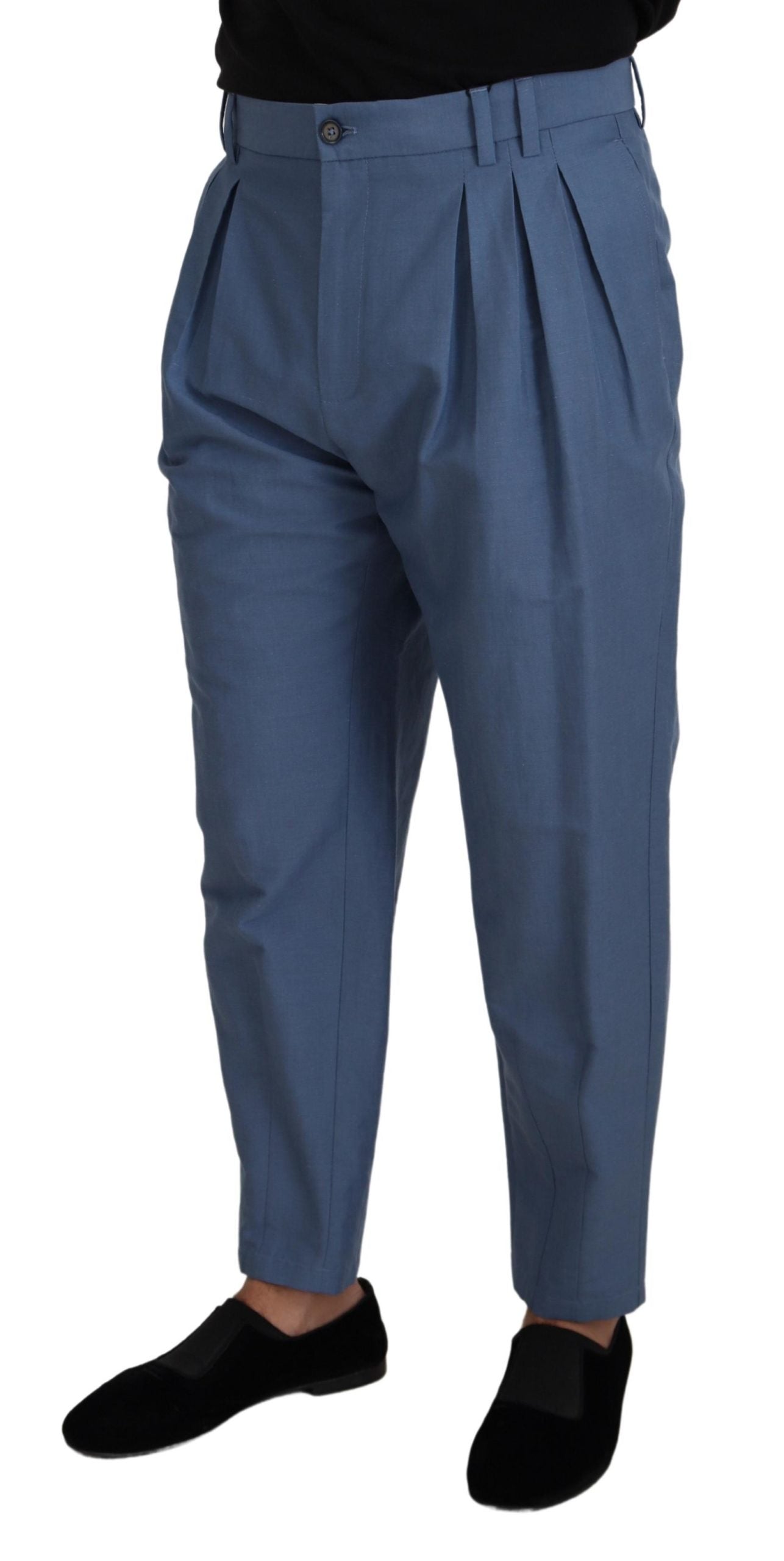 Blue Linen Chino Formal Pants - ventzia