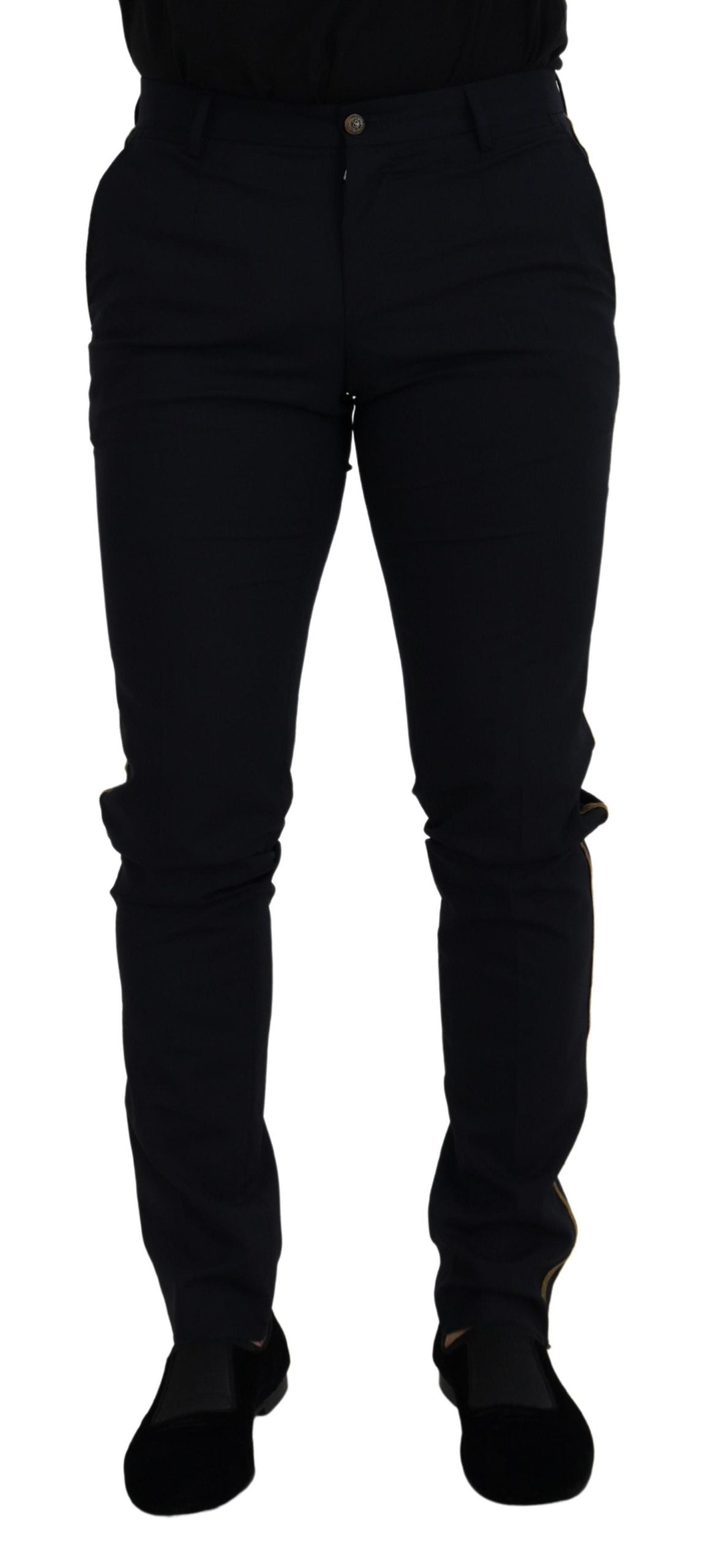 Black Wool Slim Formal Pants - ventzia