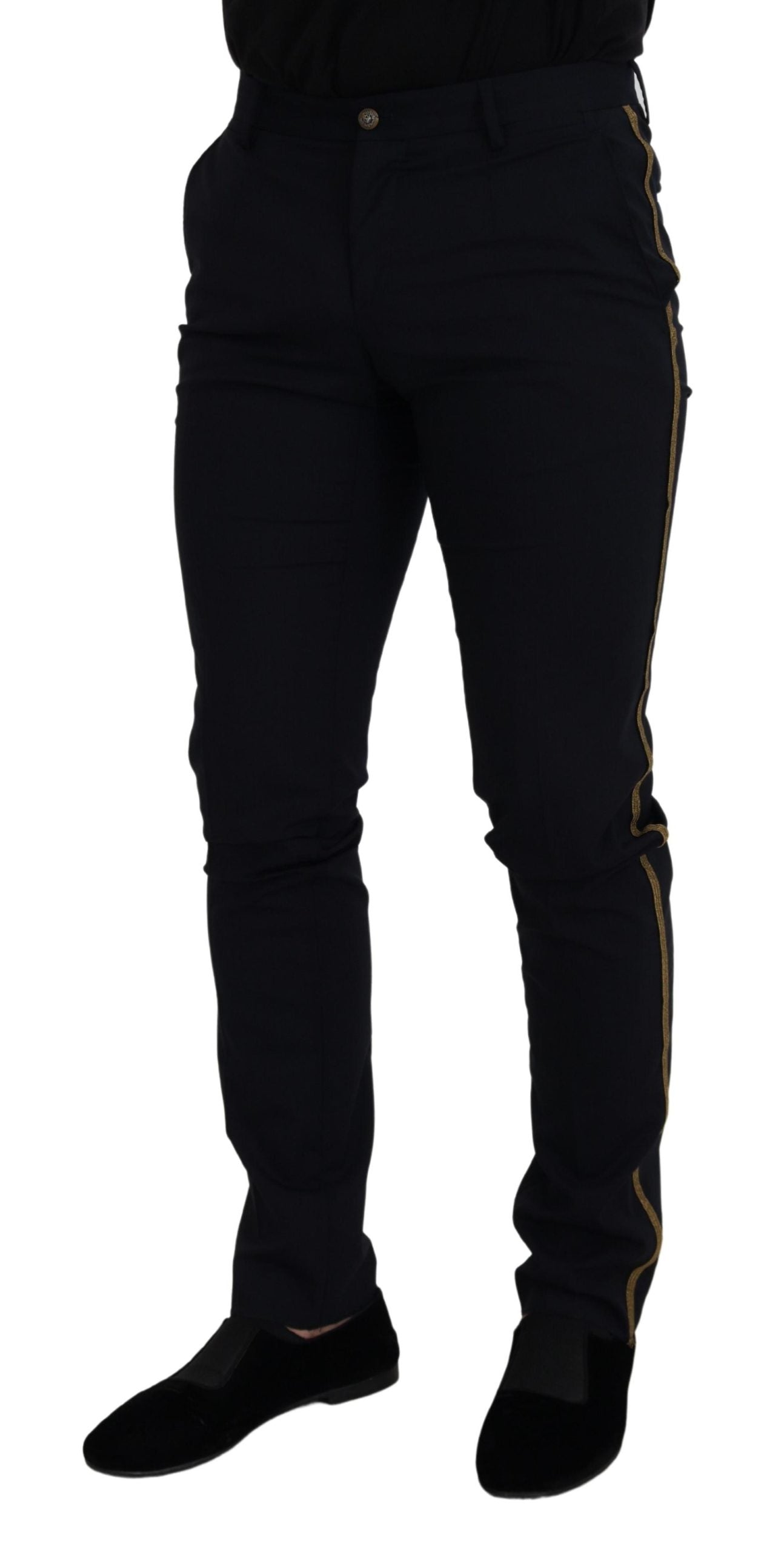 Black Wool Slim Formal Pants - ventzia