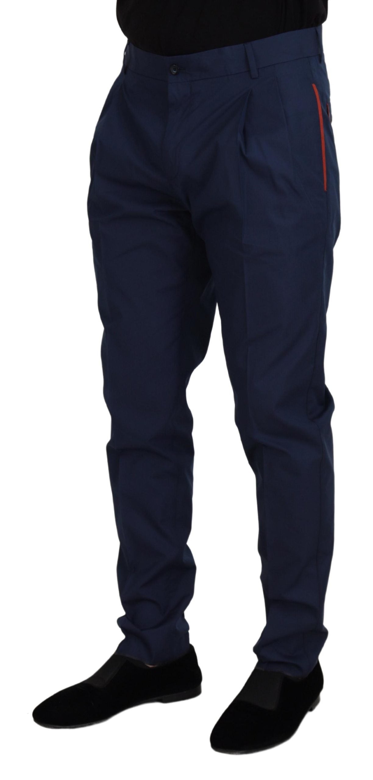 Blue Cotton Chino Formal Pants - ventzia