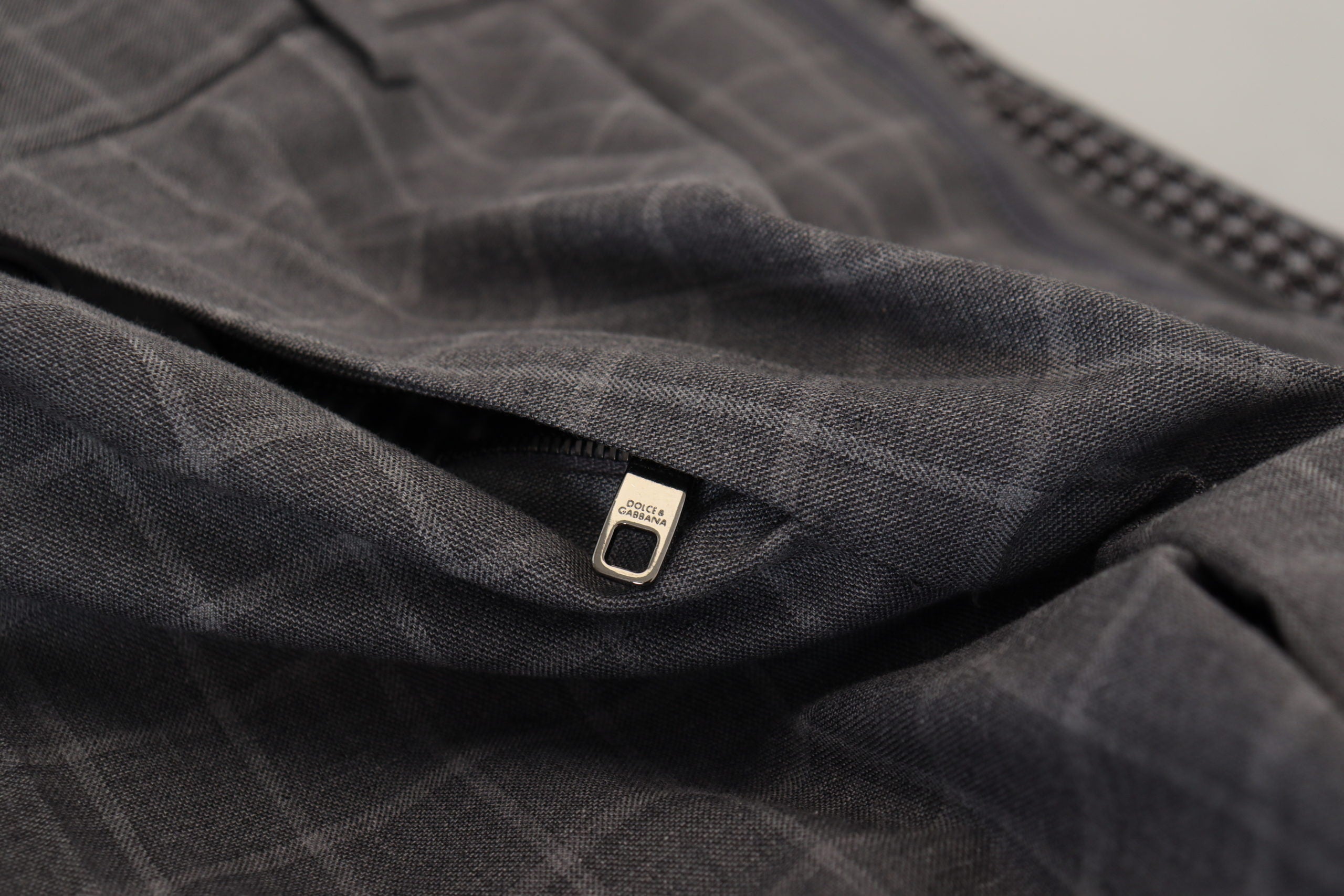 Grey Cotton Checkered Chino Pants - ventzia