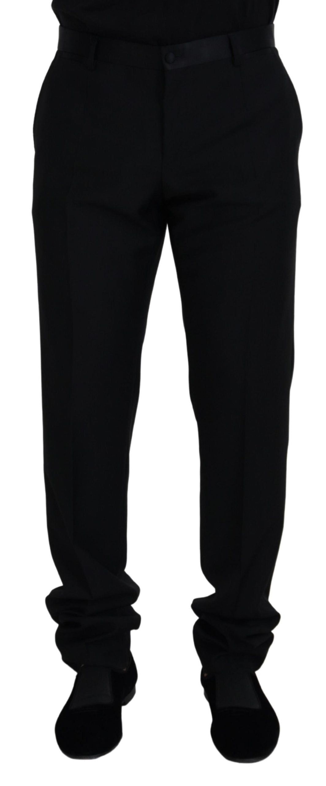 Black Wool Chino Formal Pants - ventzia