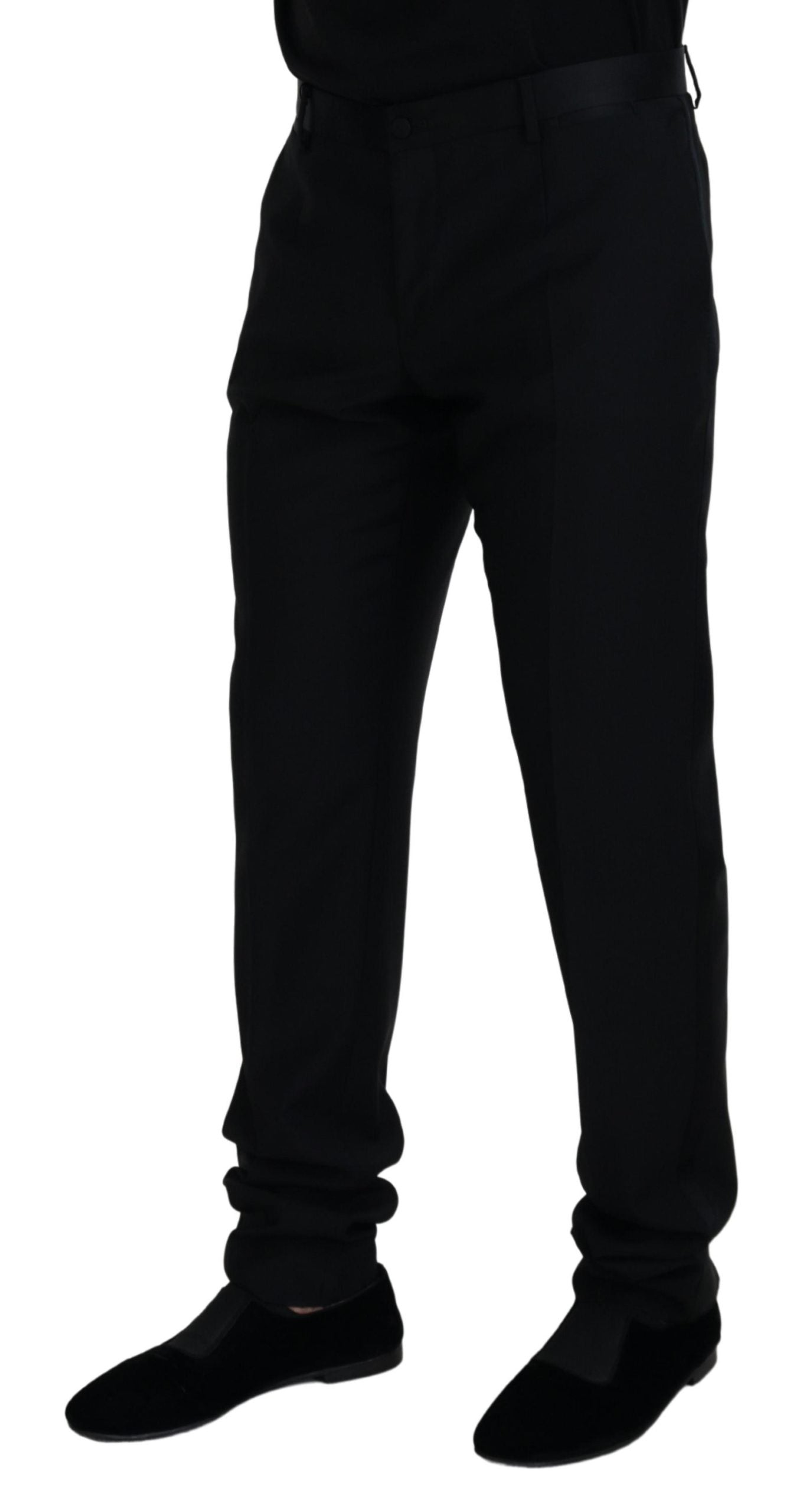 Black Wool Chino Formal Pants - ventzia