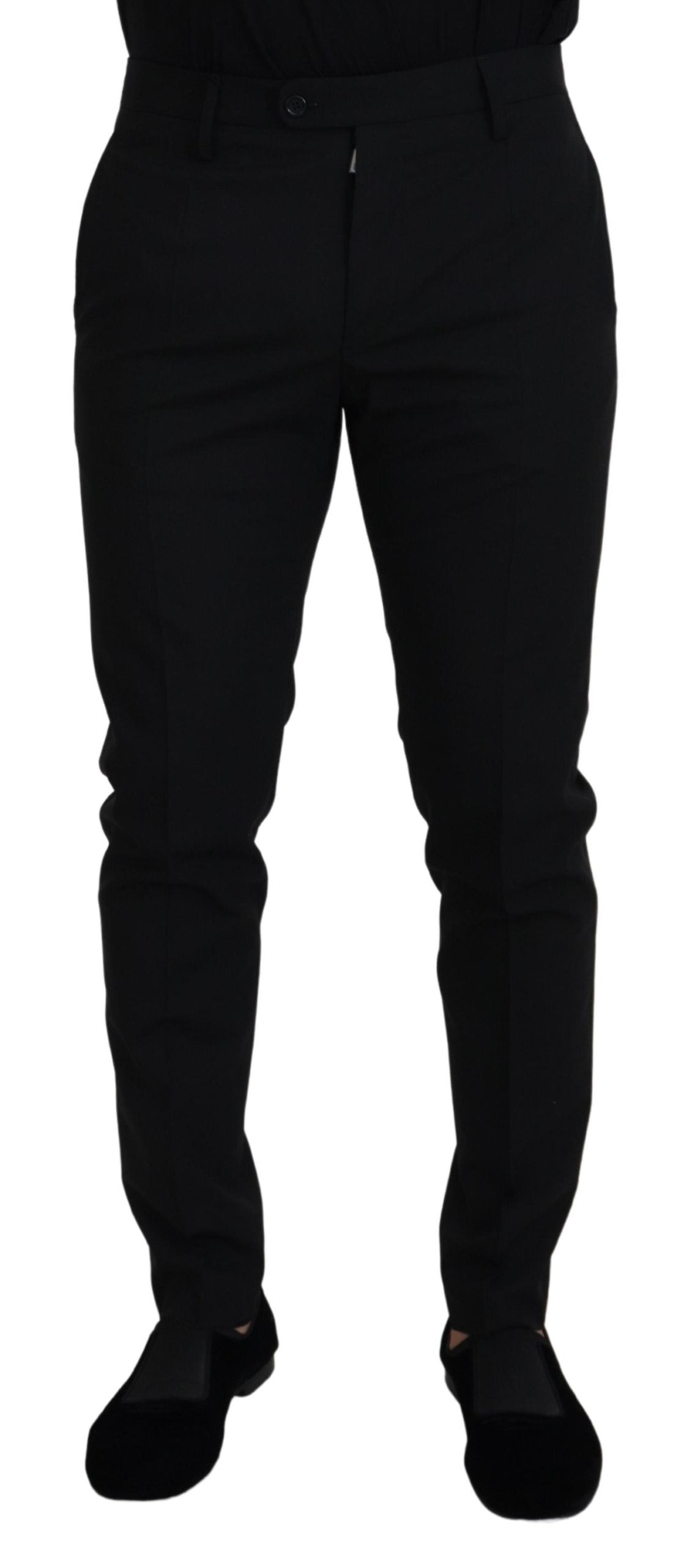 Black Polyester Chino Formal Pants - ventzia