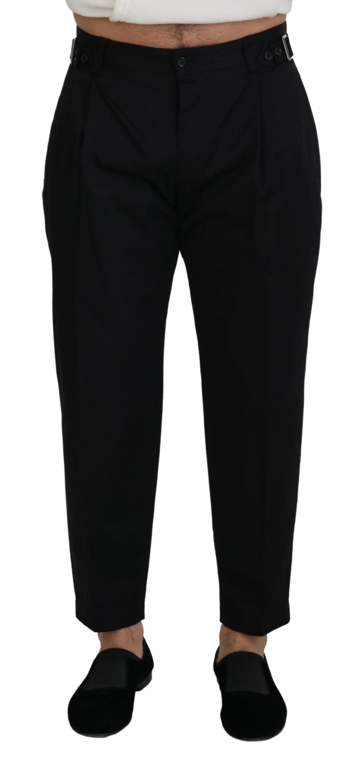 Black Cotton Chino Formal Pants - ventzia