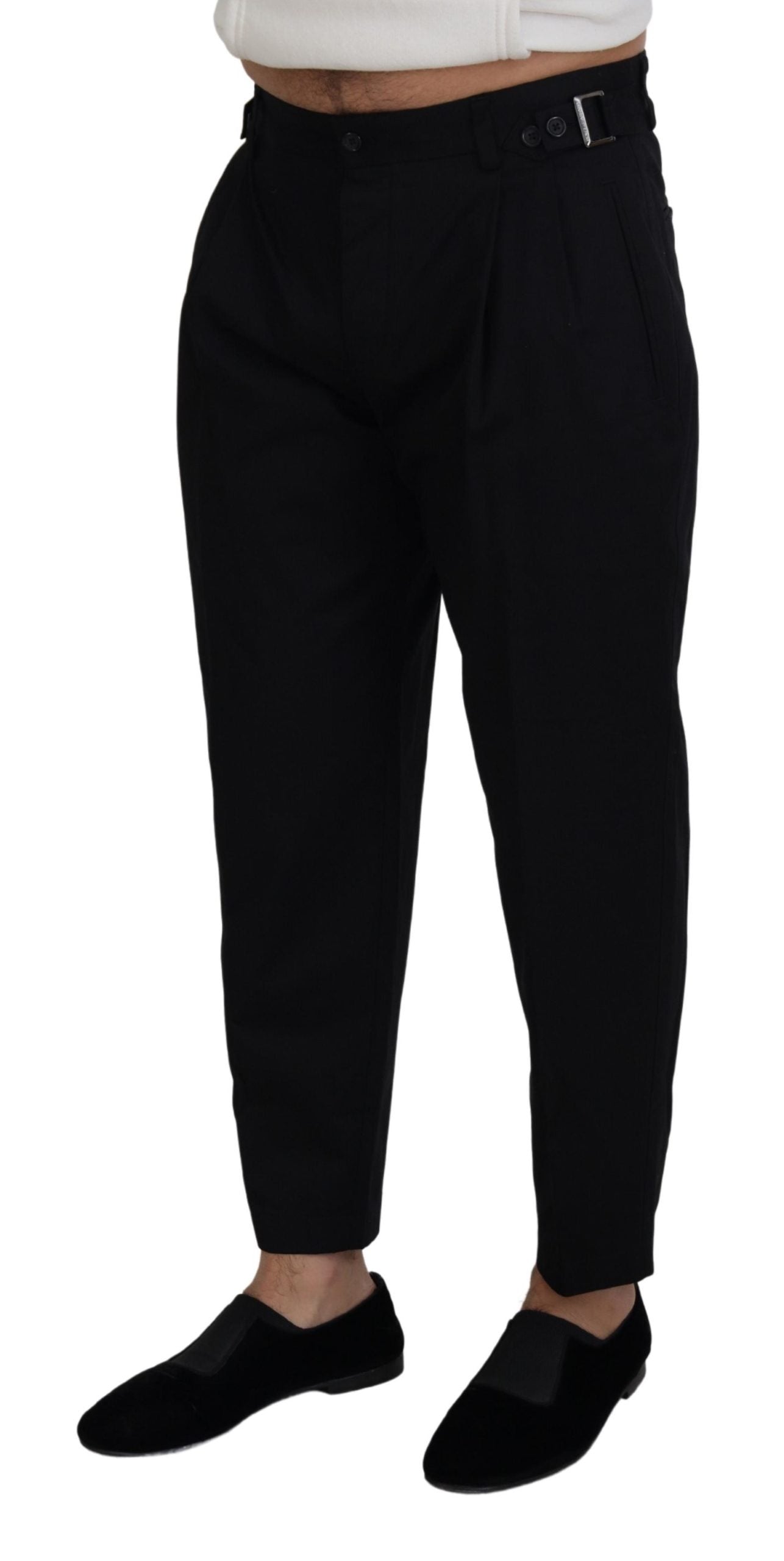 Black Cotton Chino Formal Pants - ventzia