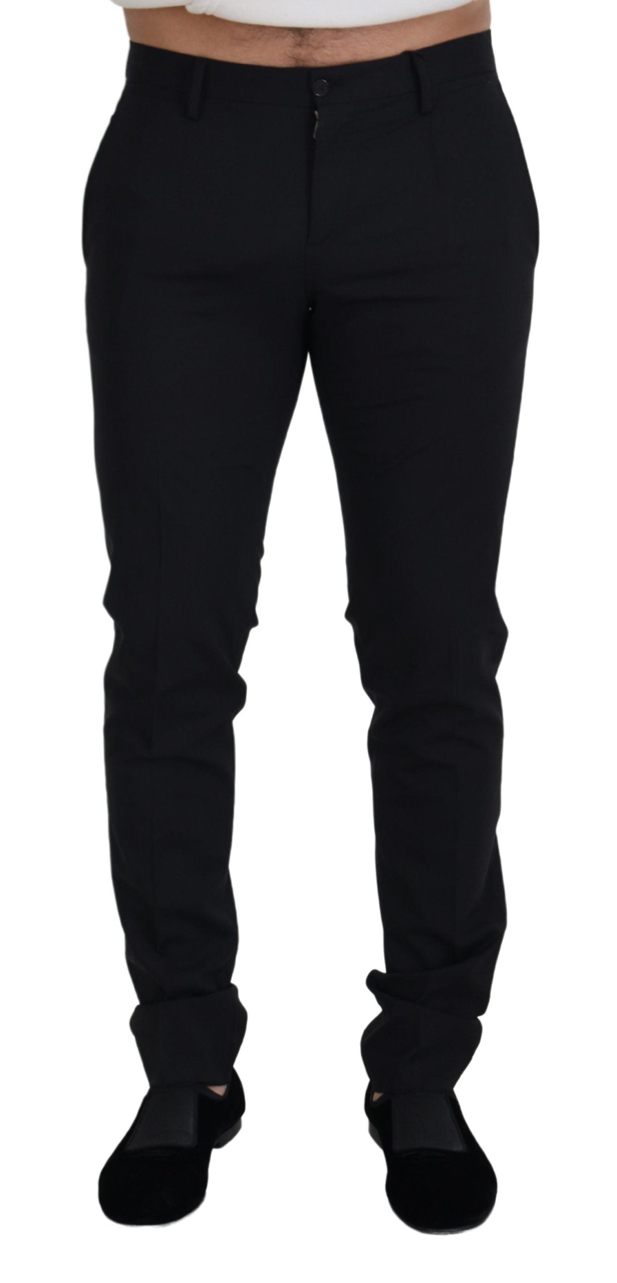Black Wool Chino Formal Pants - ventzia