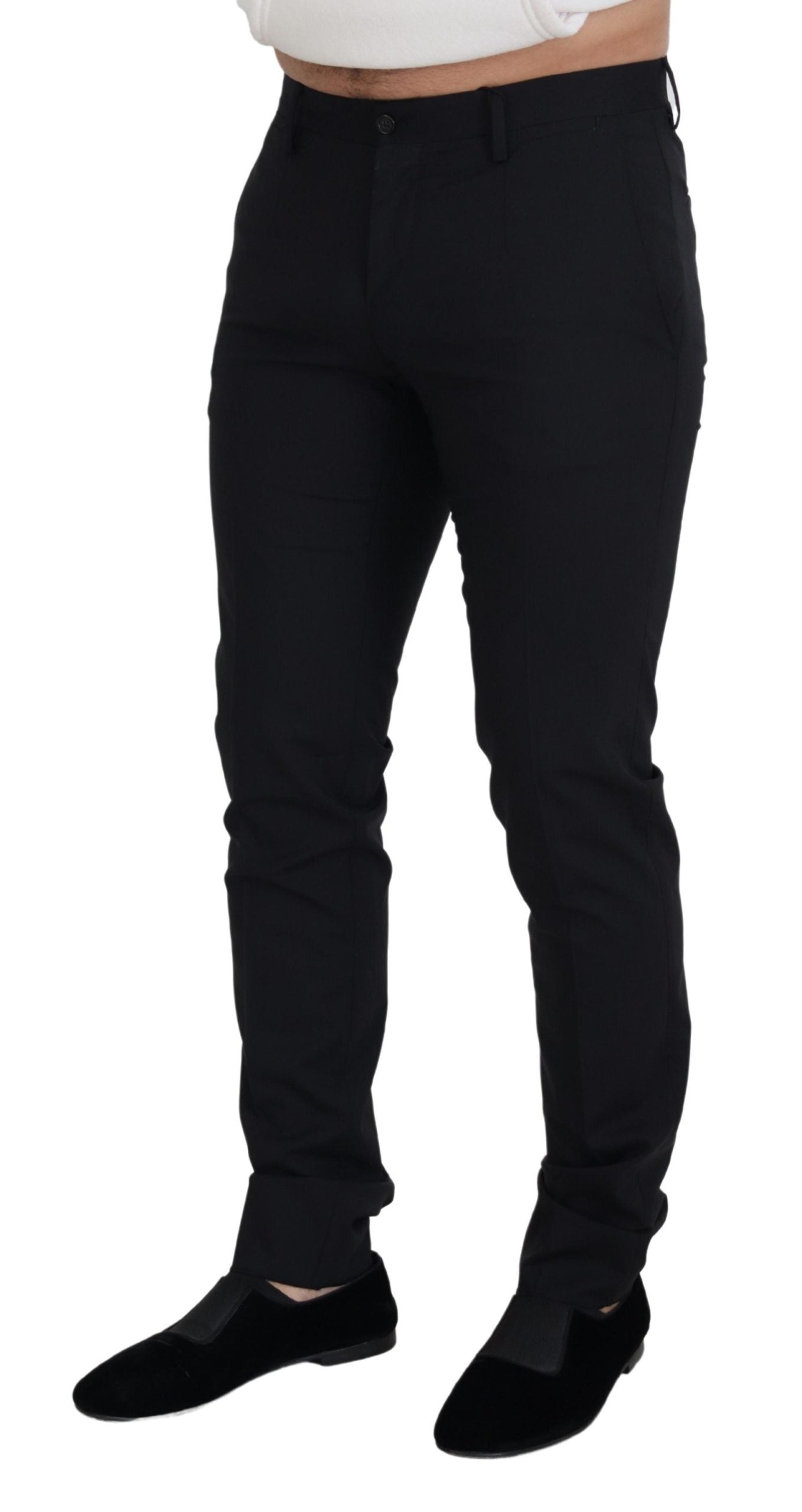 Black Wool Chino Formal Pants - ventzia