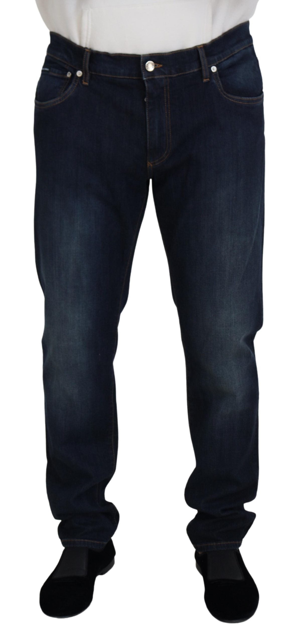 Blue Cotton Straight Fit Casual Denim Jeans - ventzia