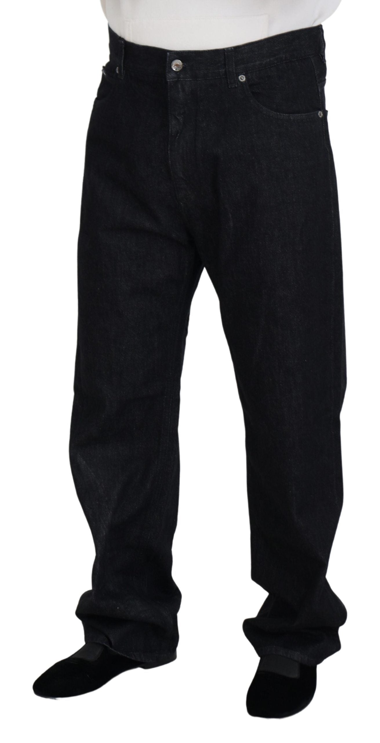 Black Washed Cotton Men Casual Denim Jeans - ventzia