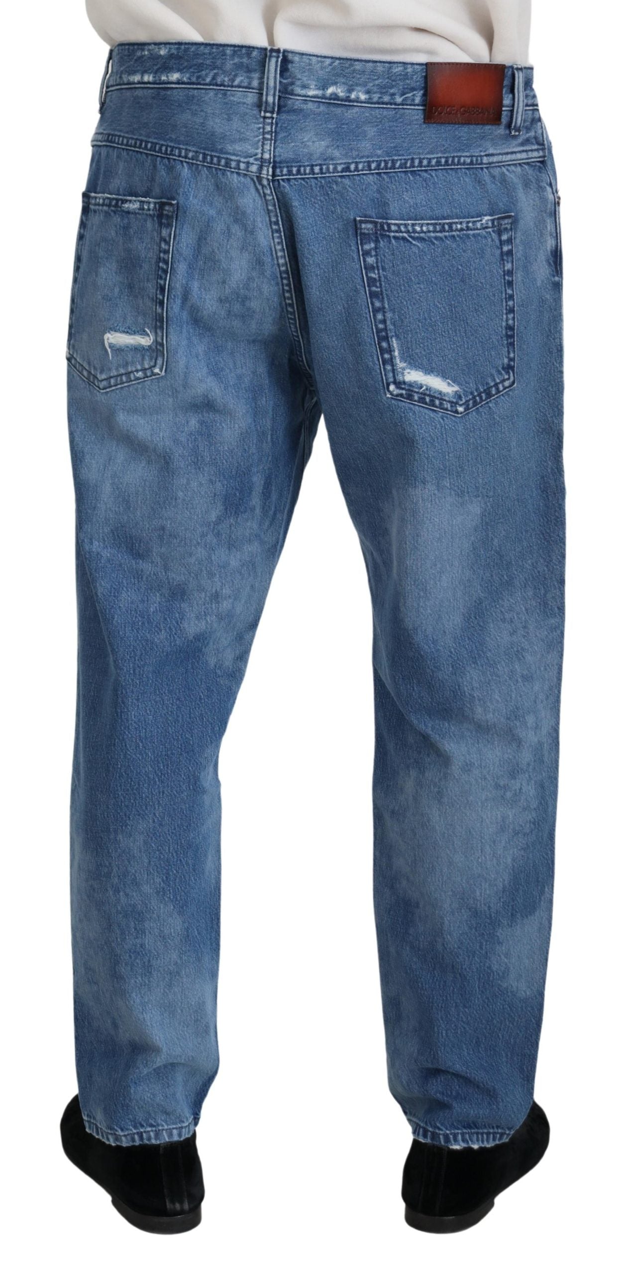 Blue Washed Cotton Casual Denim Jeans - ventzia