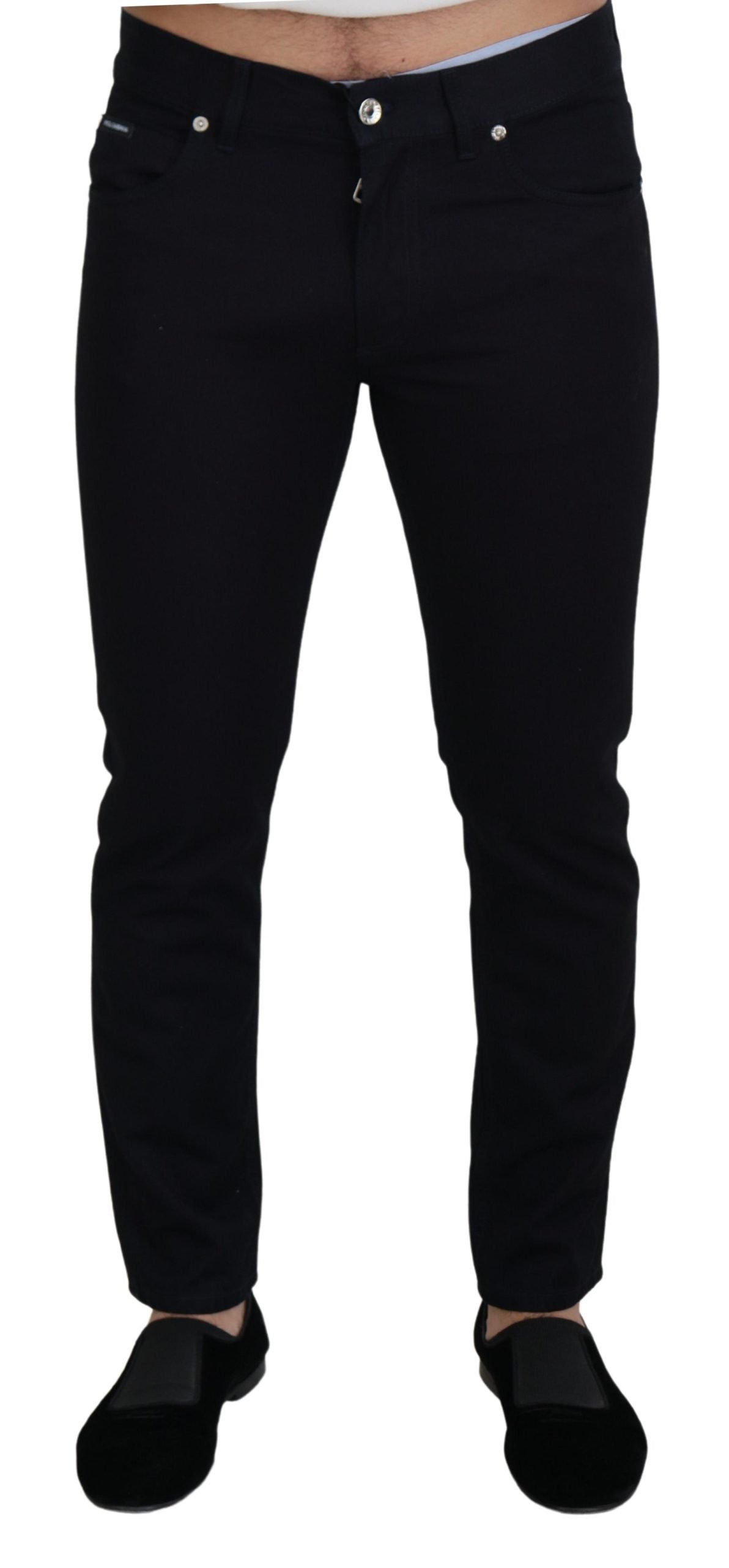 Black Cotton Skinny Casual Denim Jeans - ventzia
