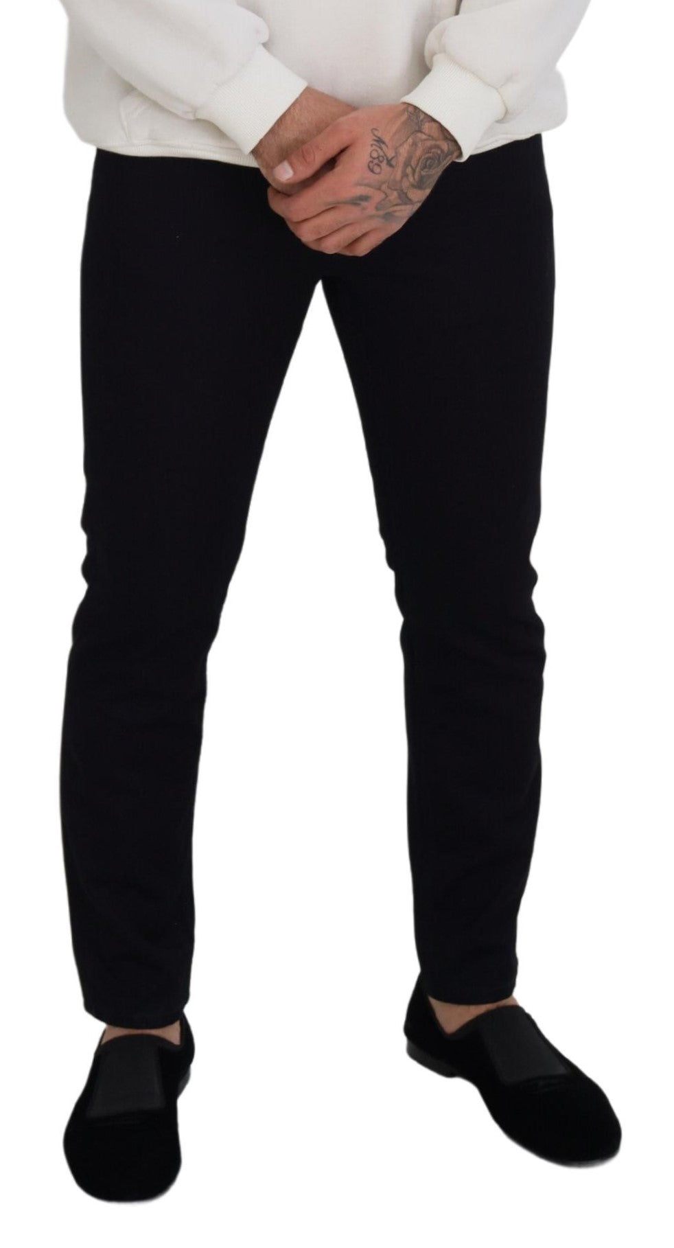 Black Cotton Skinny Casual Denim Jeans - ventzia