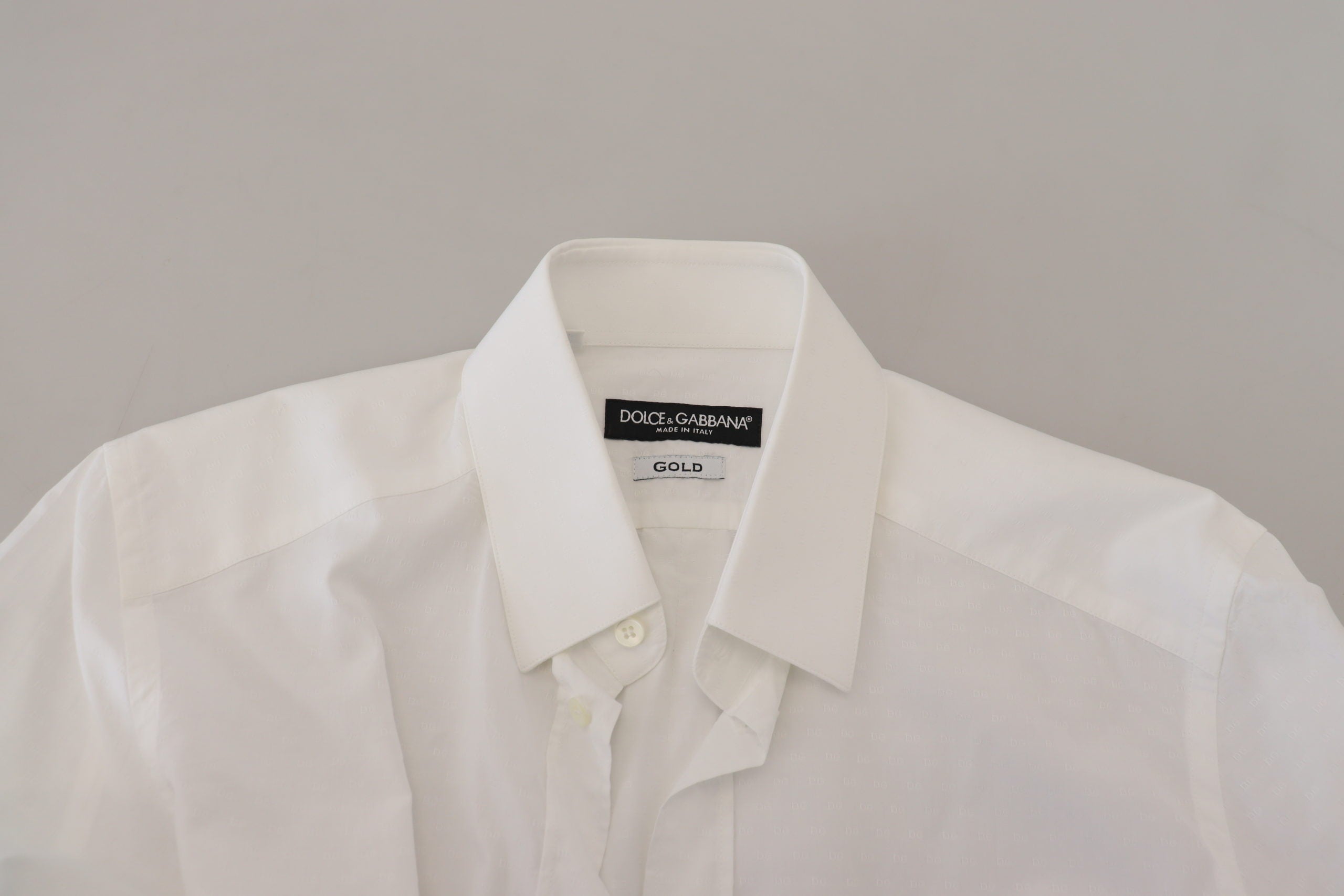 White Cotton Slim Fit Formal Dress GOLD Shirt - ventzia