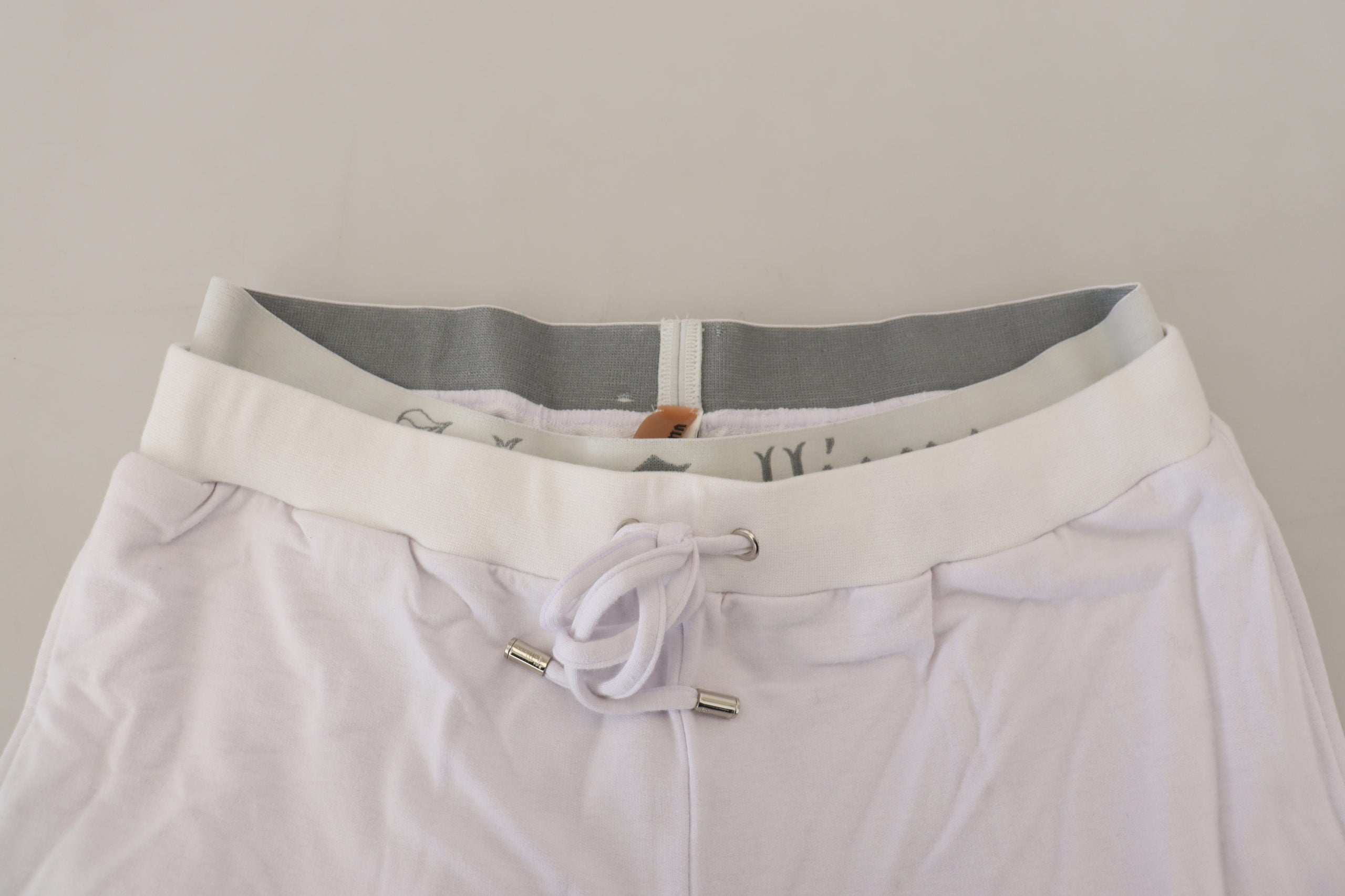 White Cotton Logo Mens Jogger Pants - ventzia