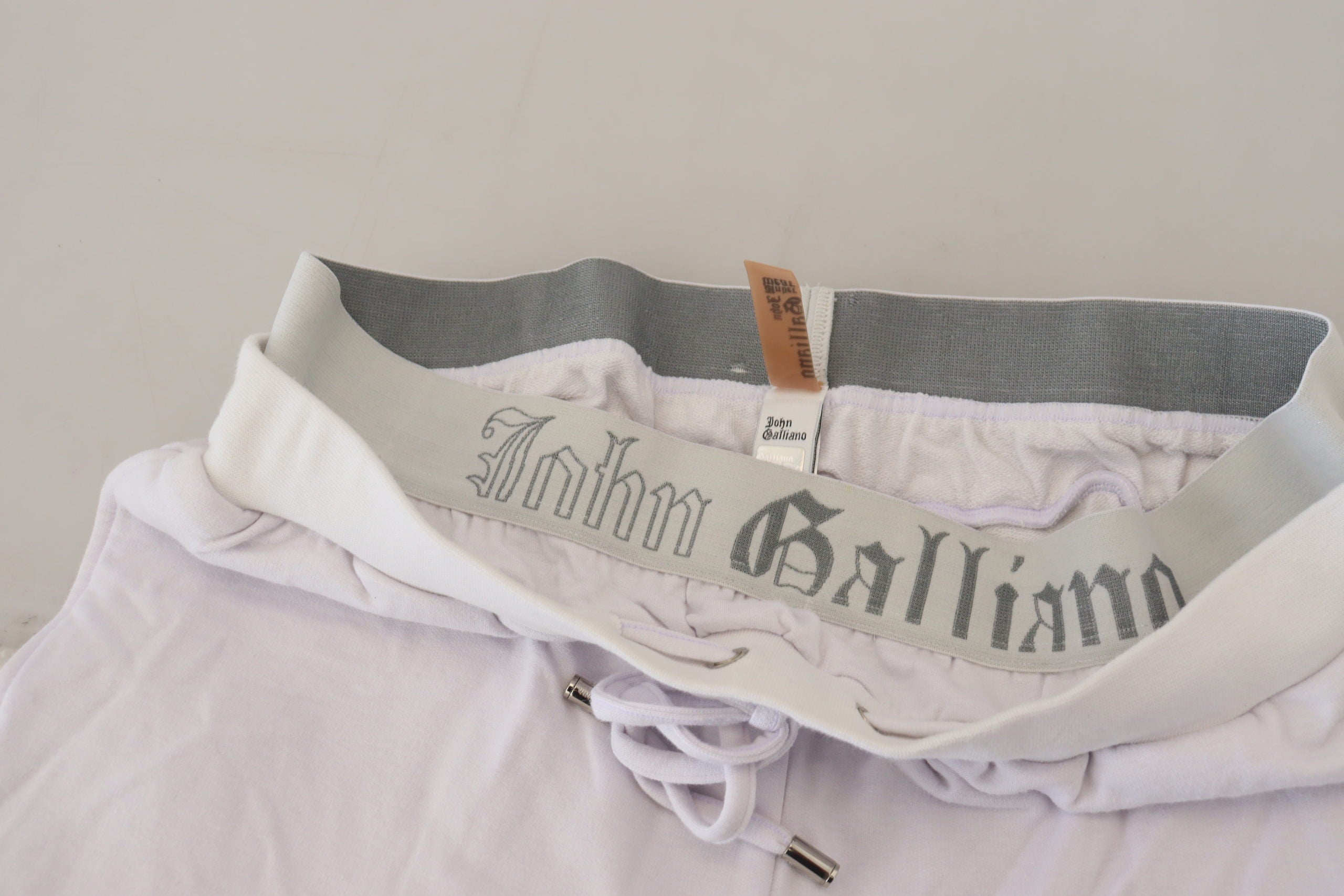 White Cotton Logo Mens Jogger Pants - ventzia