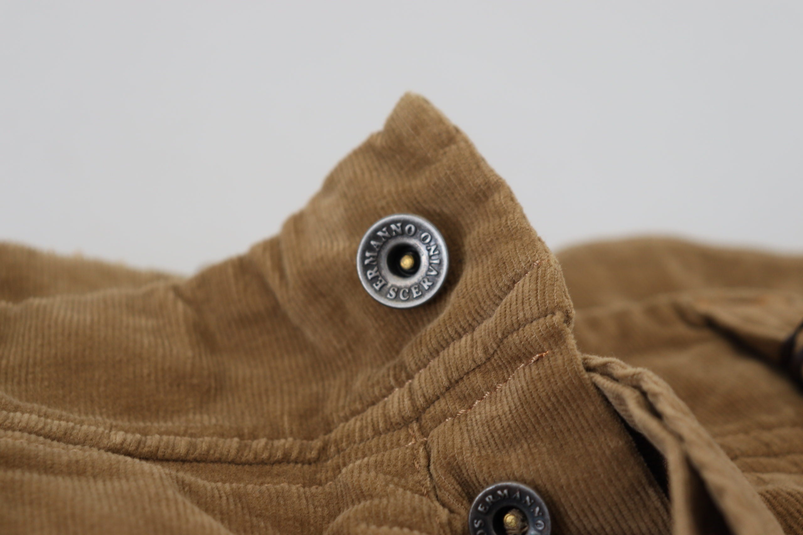 Brown Cotton Corduroy Cargo Pants - ventzia