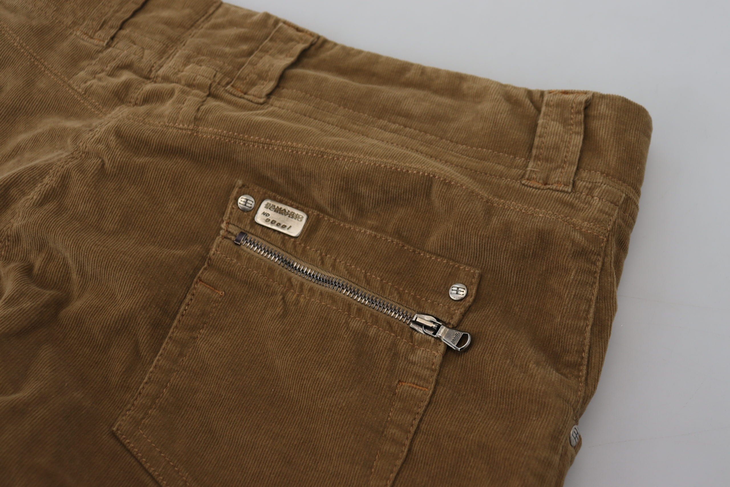Brown Cotton Corduroy Cargo Pants - ventzia