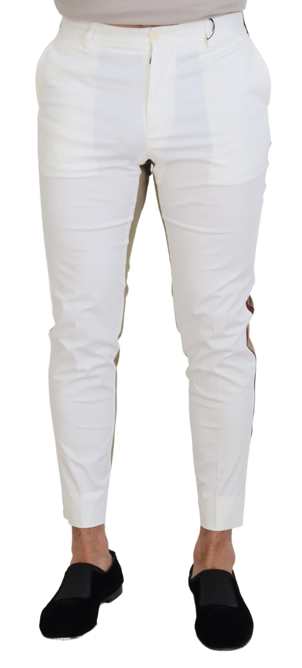 White Brown Slim Fit Chino Pants - ventzia
