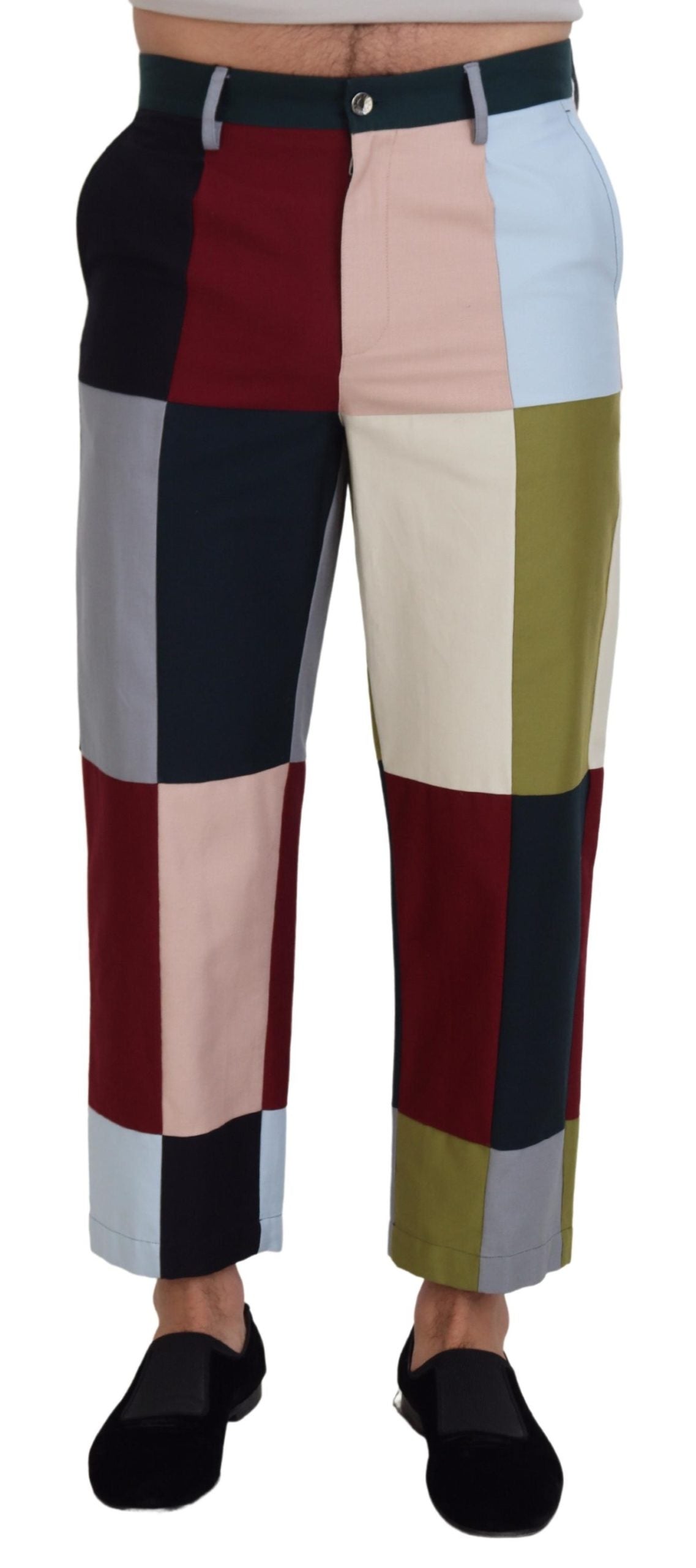 Multicolor Cotton Patchwork Pants - ventzia