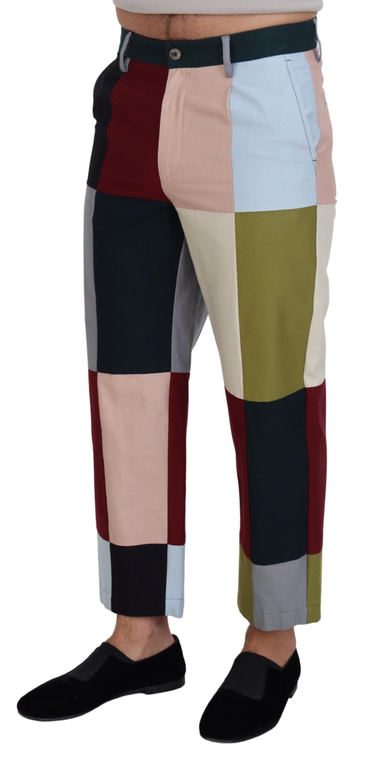 Multicolor Cotton Patchwork Pants - ventzia