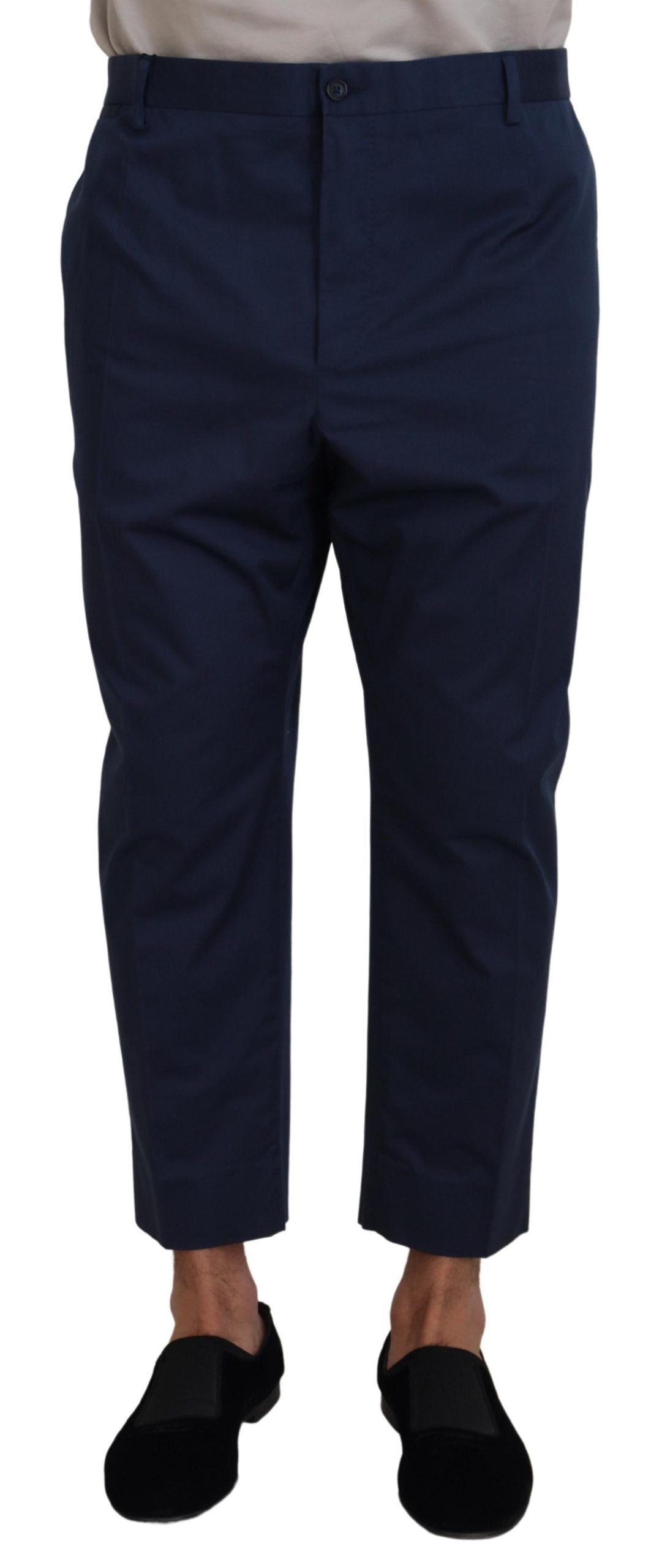 Blue Cotton Men Cropped Pants - ventzia
