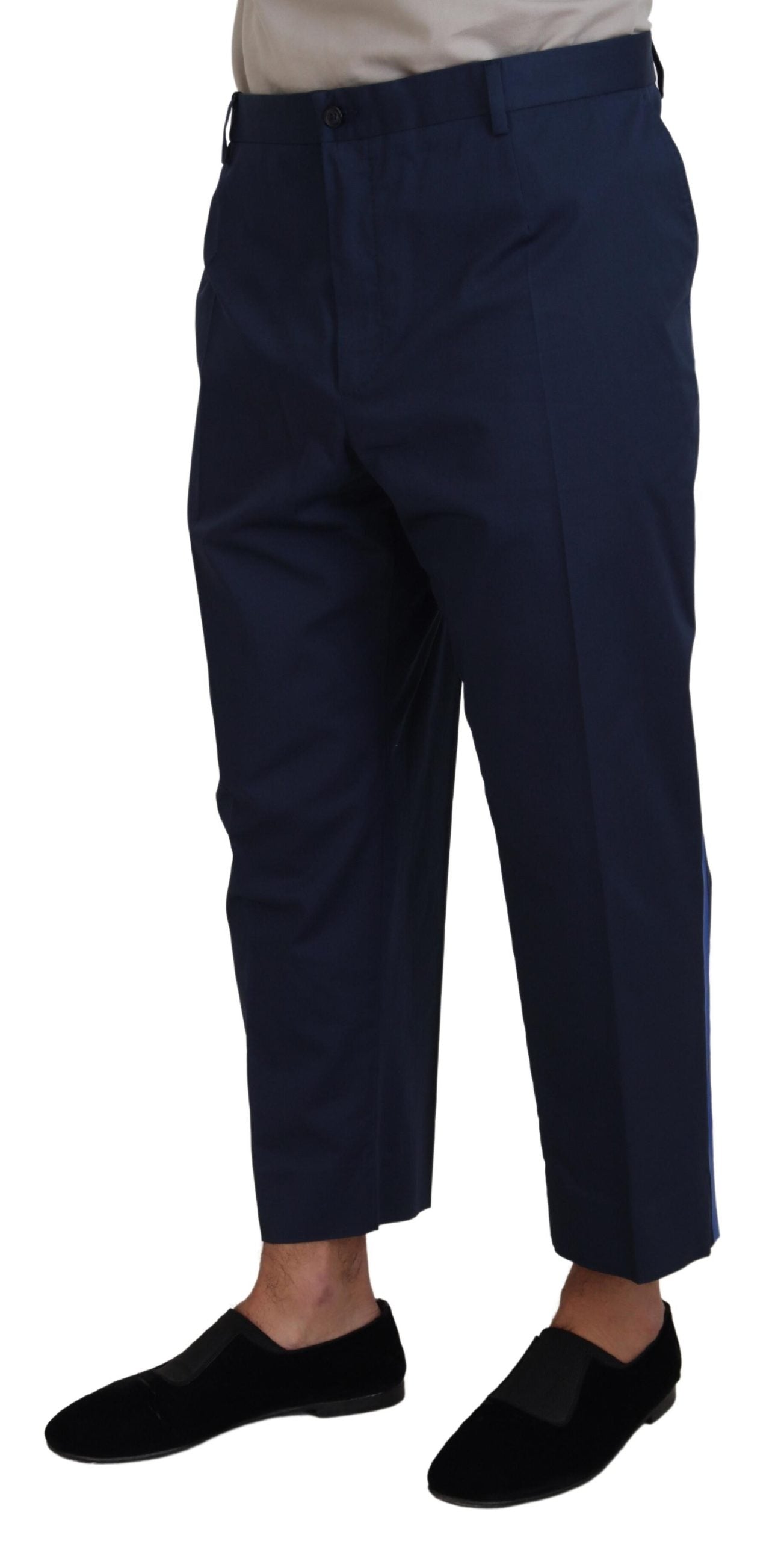 Blue Cotton Men Cropped Pants - ventzia