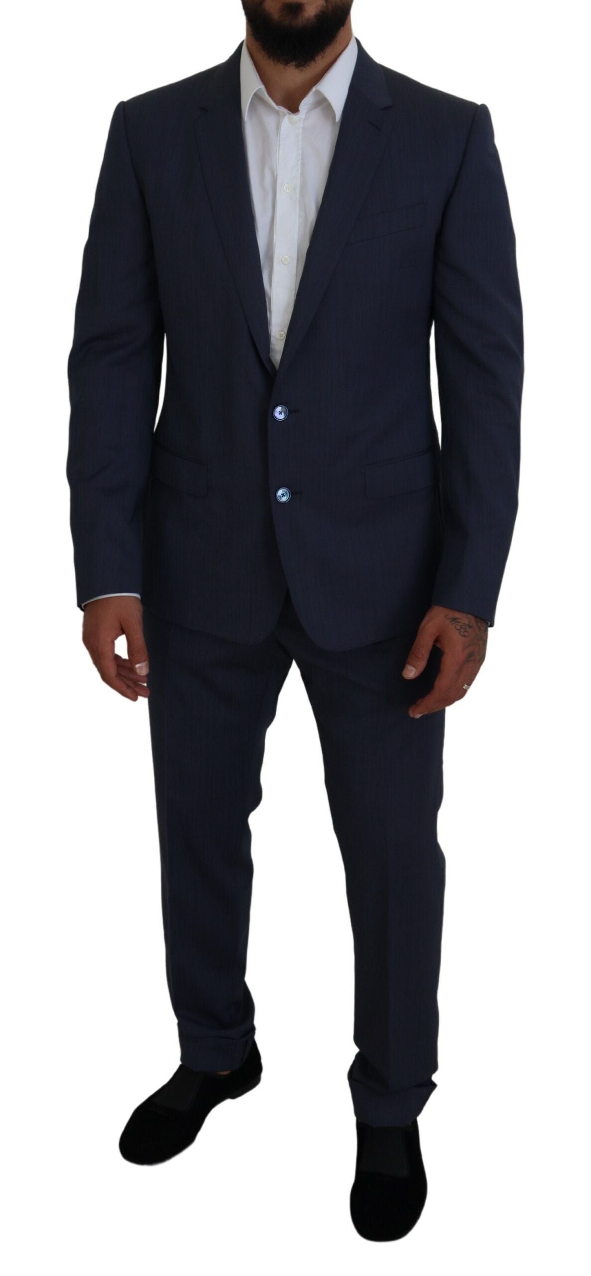 Blue Wool MARTINI 2 Piece Slim Fit Suit - ventzia