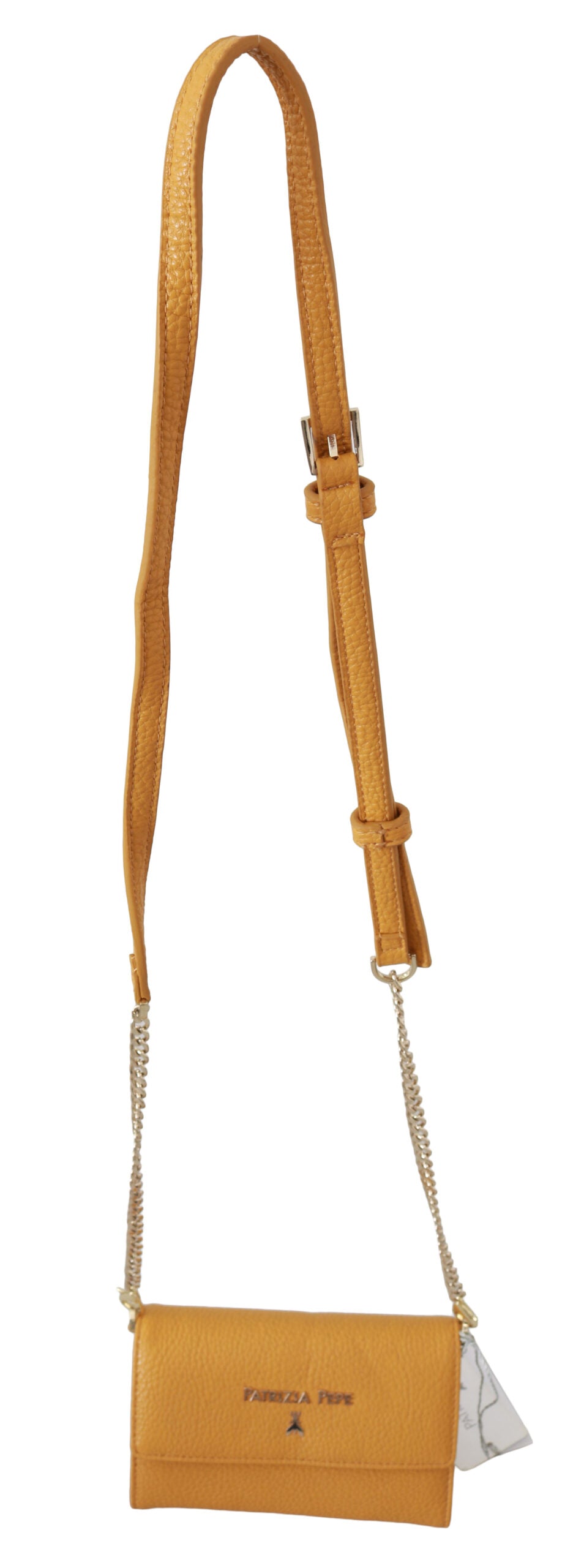 Yellow Logo Leather Shoulder Strap Sling Bag - ventzia