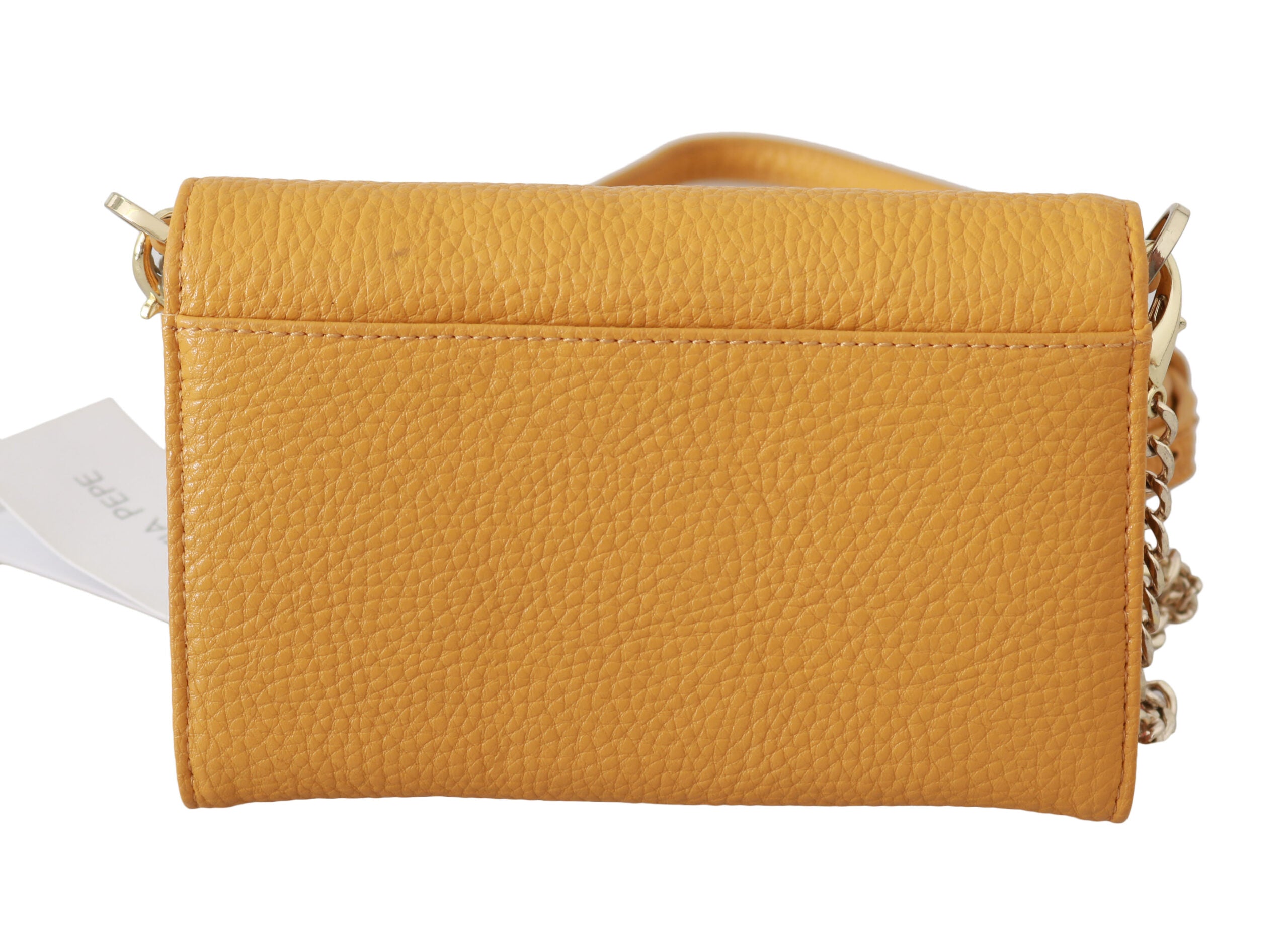 Yellow Logo Leather Shoulder Strap Sling Bag - ventzia