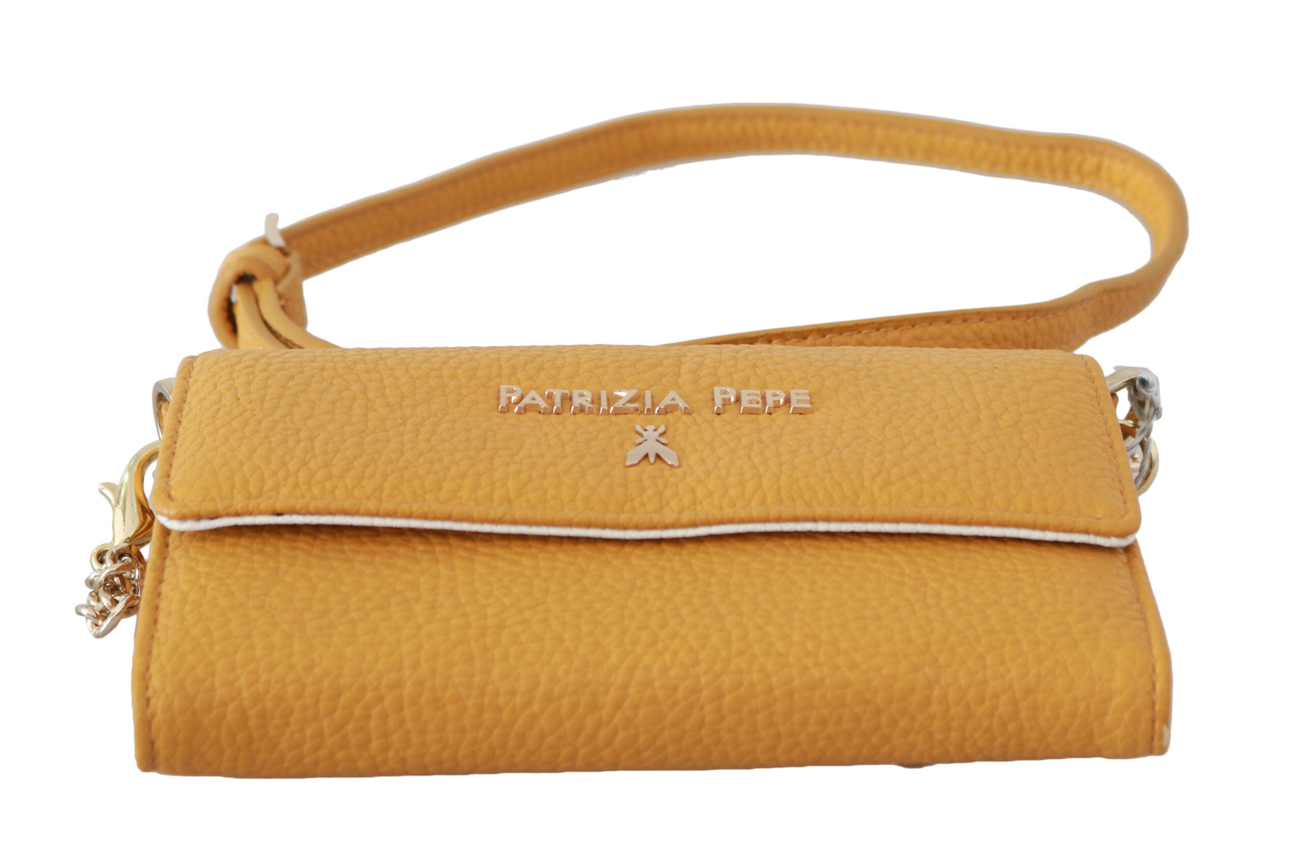 Yellow Logo Leather Shoulder Strap Sling Bag - ventzia