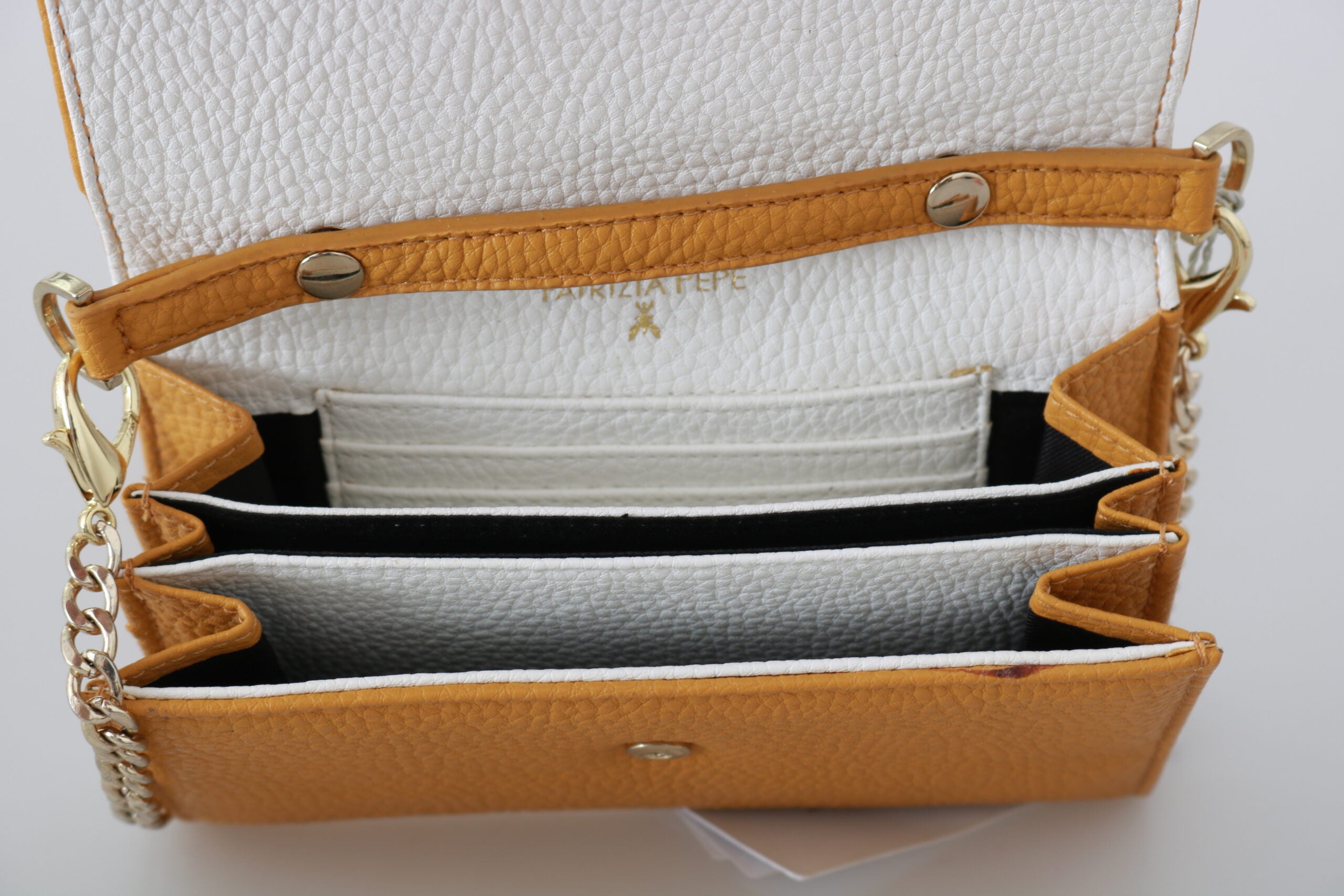 Yellow Logo Leather Shoulder Strap Sling Bag - ventzia