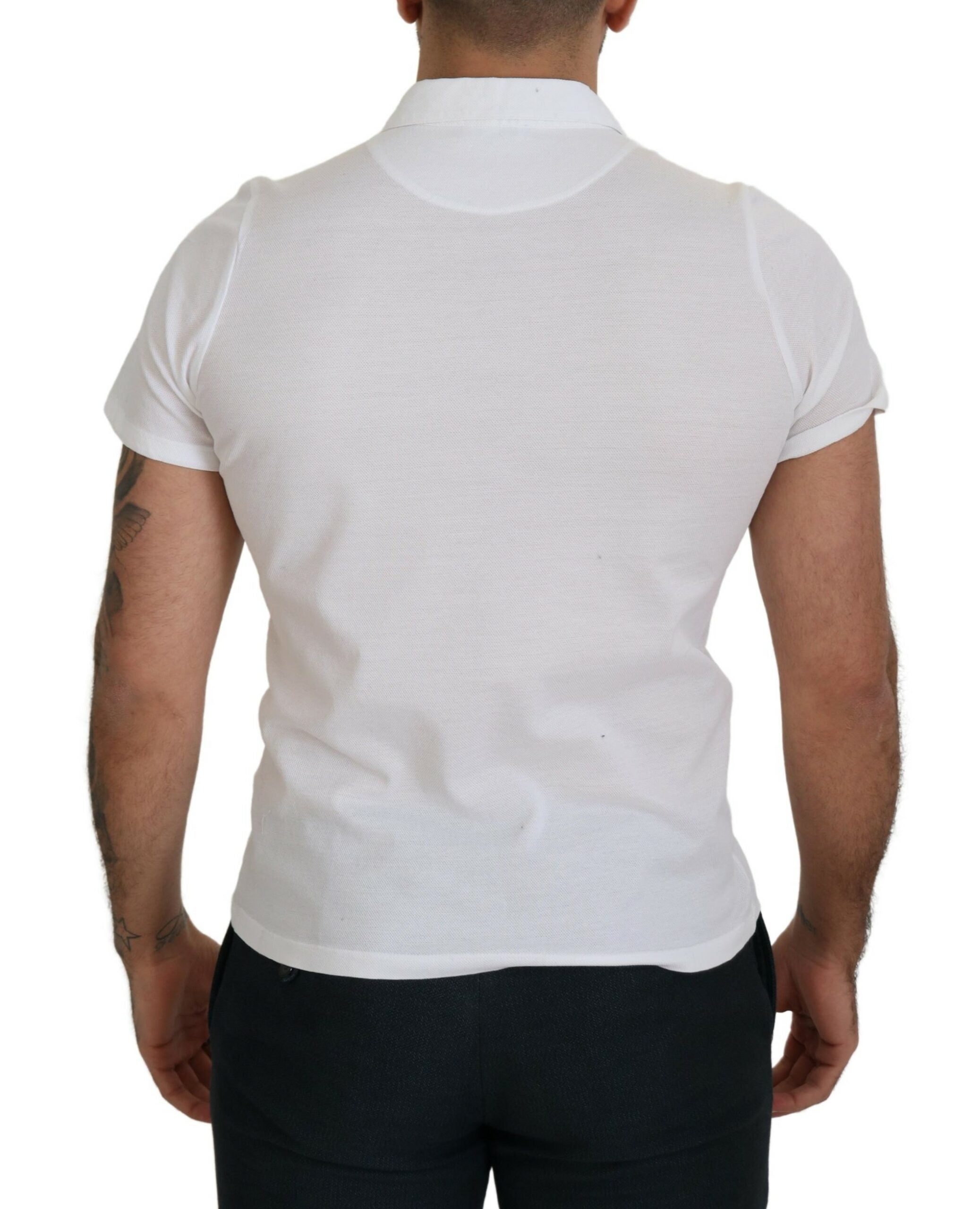 White Cotton Collared Short Sleeves Polo T-shirt - ventzia