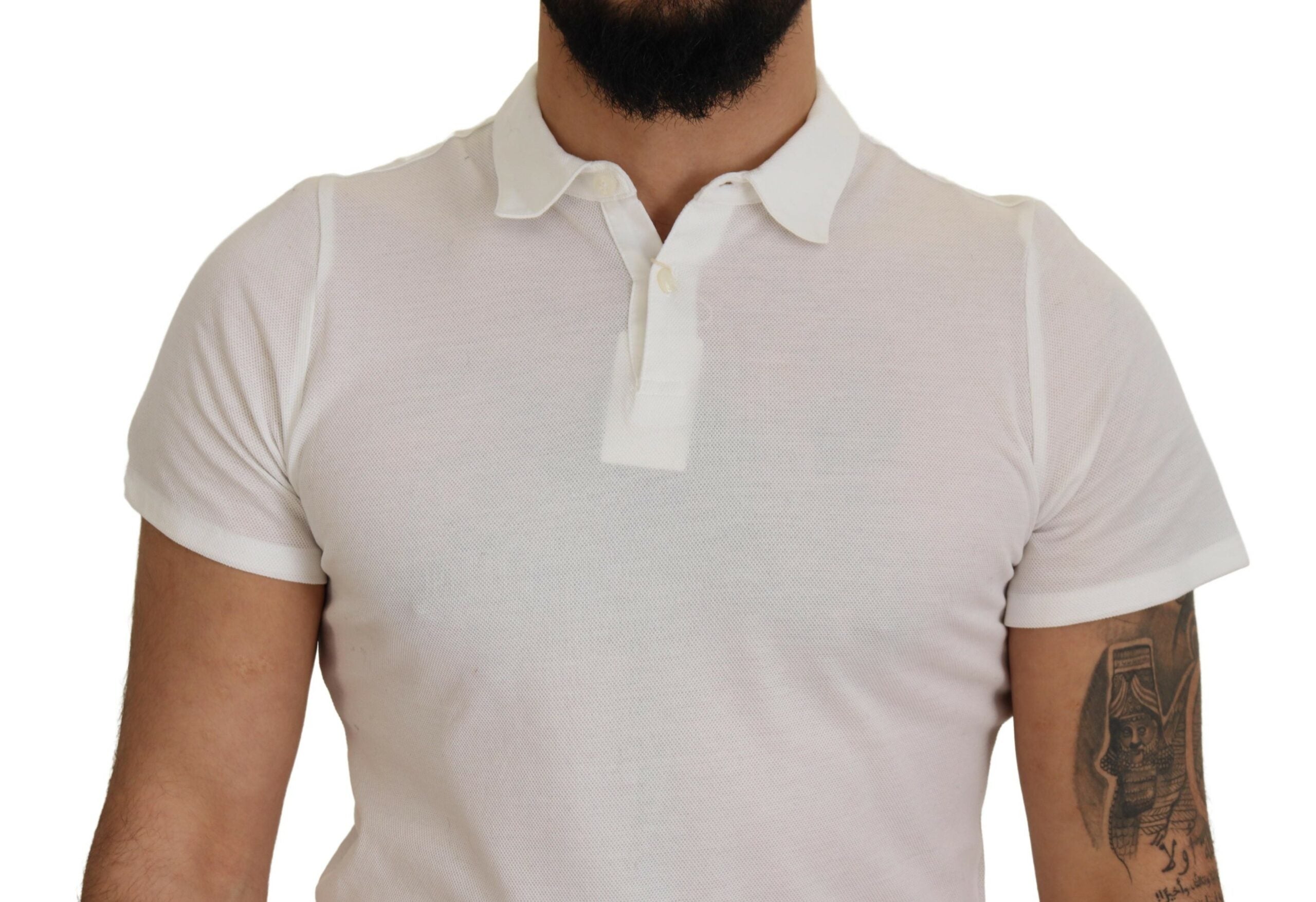 White Cotton Collared Short Sleeves Polo T-shirt - ventzia