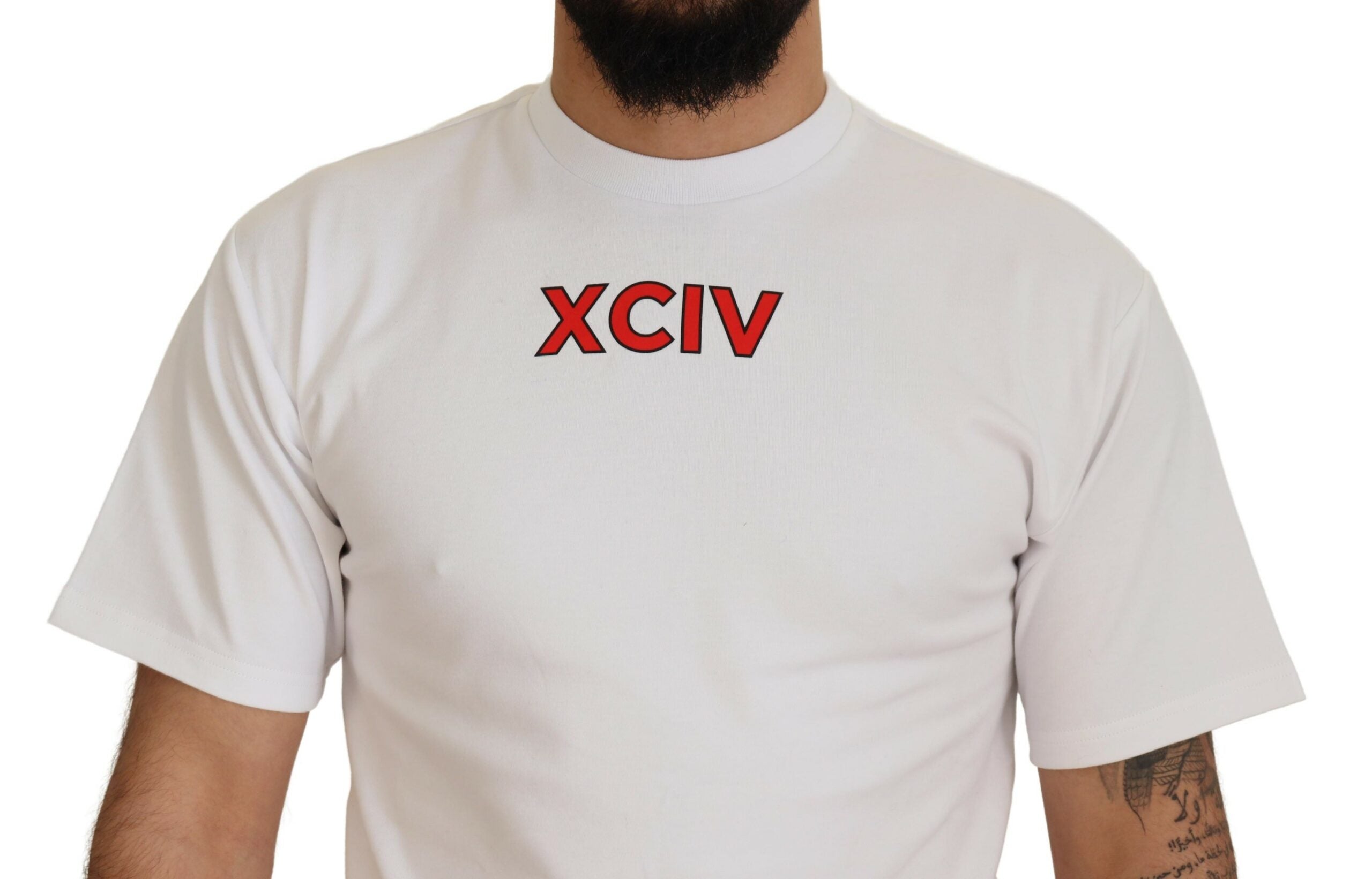 White Logo Print Cotton Short Sleeves T-shirt - ventzia