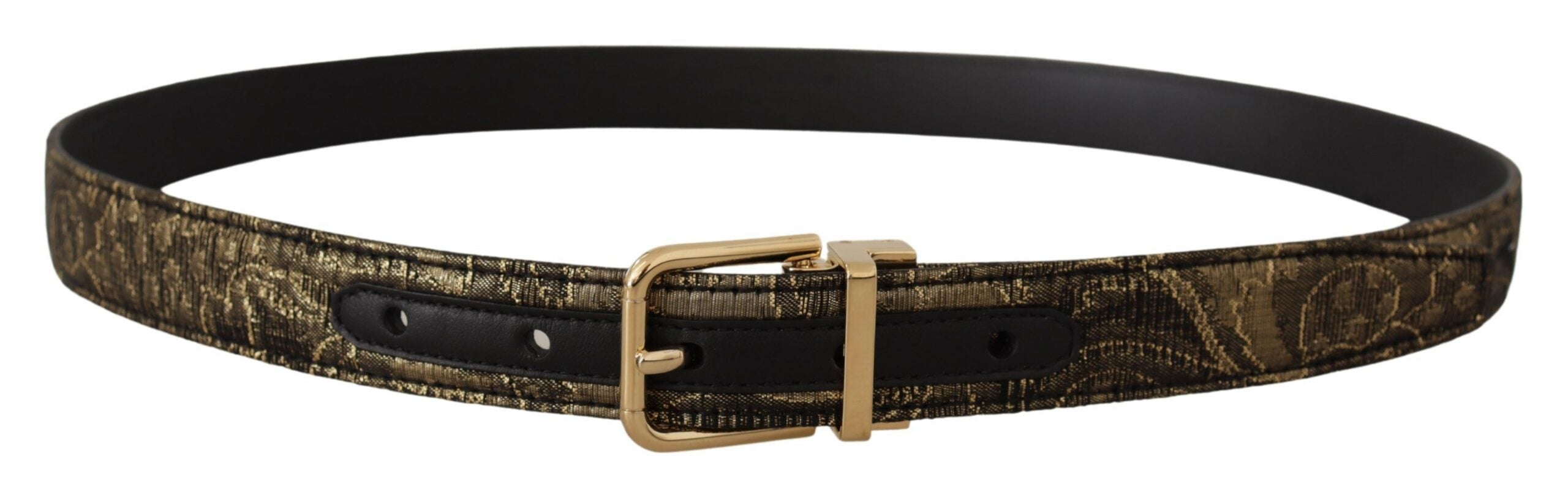 Black Two-toned Leather Gold Engraved Buckle Belt - ventzia