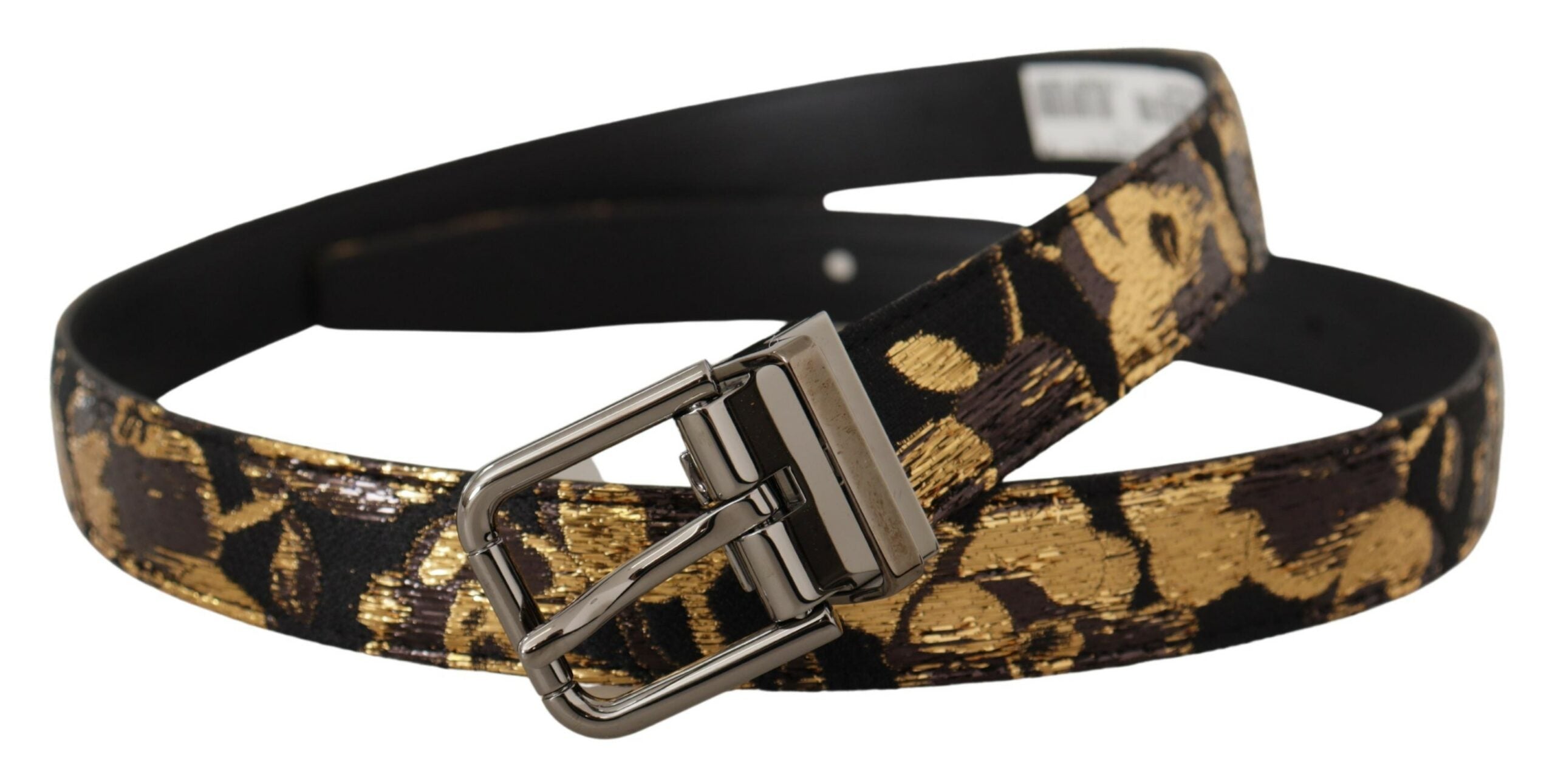 Multicolor Jacquard Leather Logo Metal Buckle Belt - ventzia