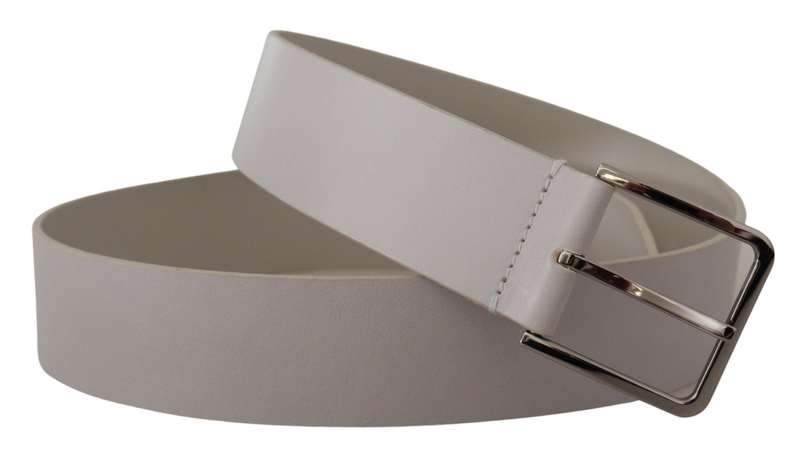 White Leather Wide Silver Metal Buckle Belt - ventzia