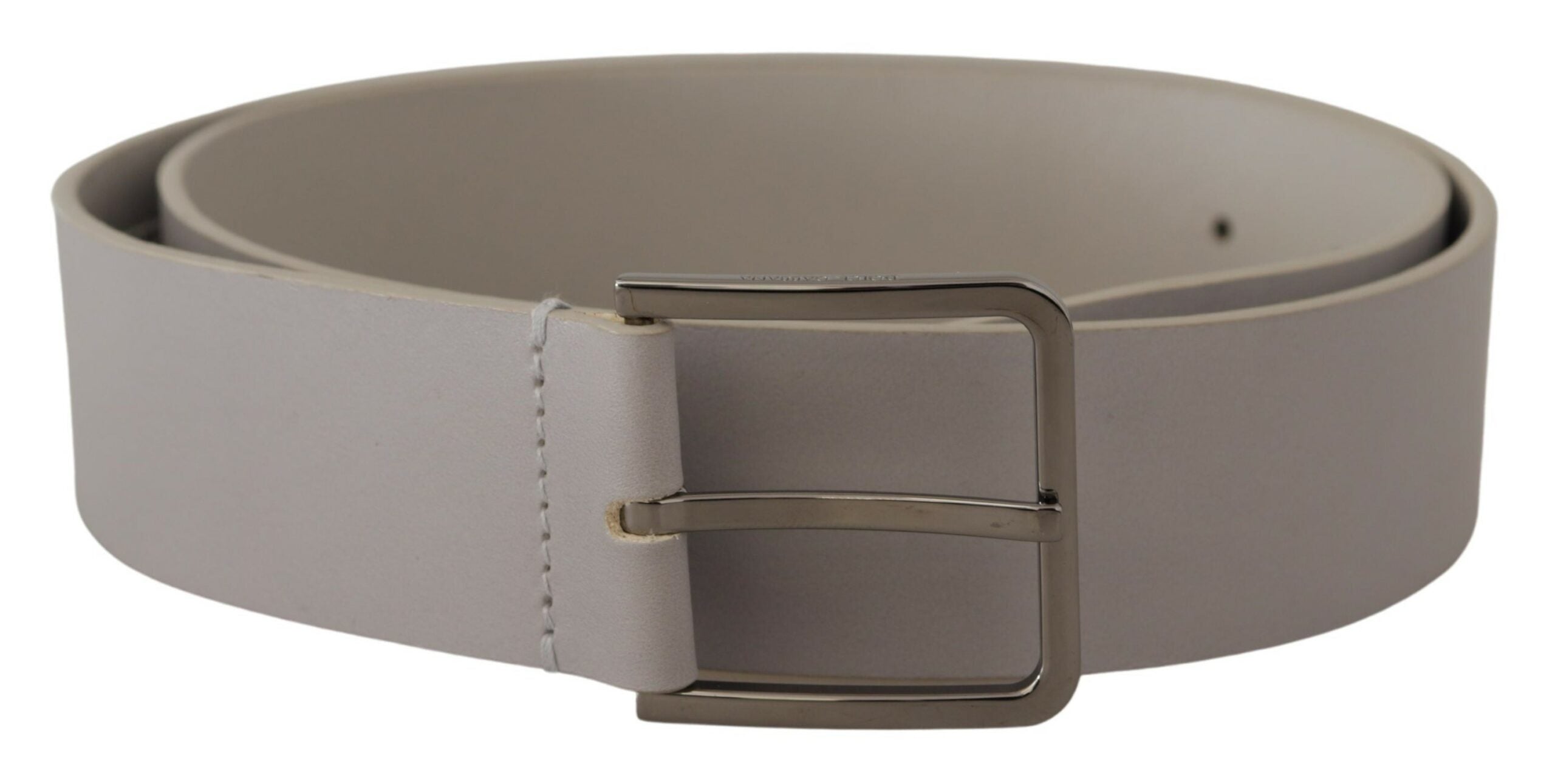 White Leather Wide Silver Metal Buckle Belt - ventzia