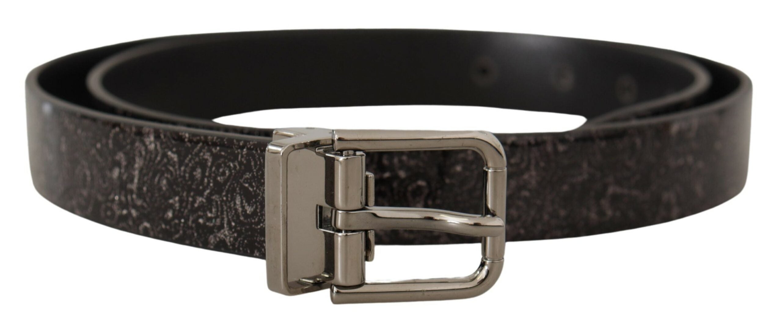 Black Goccia Glitter Patent Leather Buckle Vernice Belt - ventzia