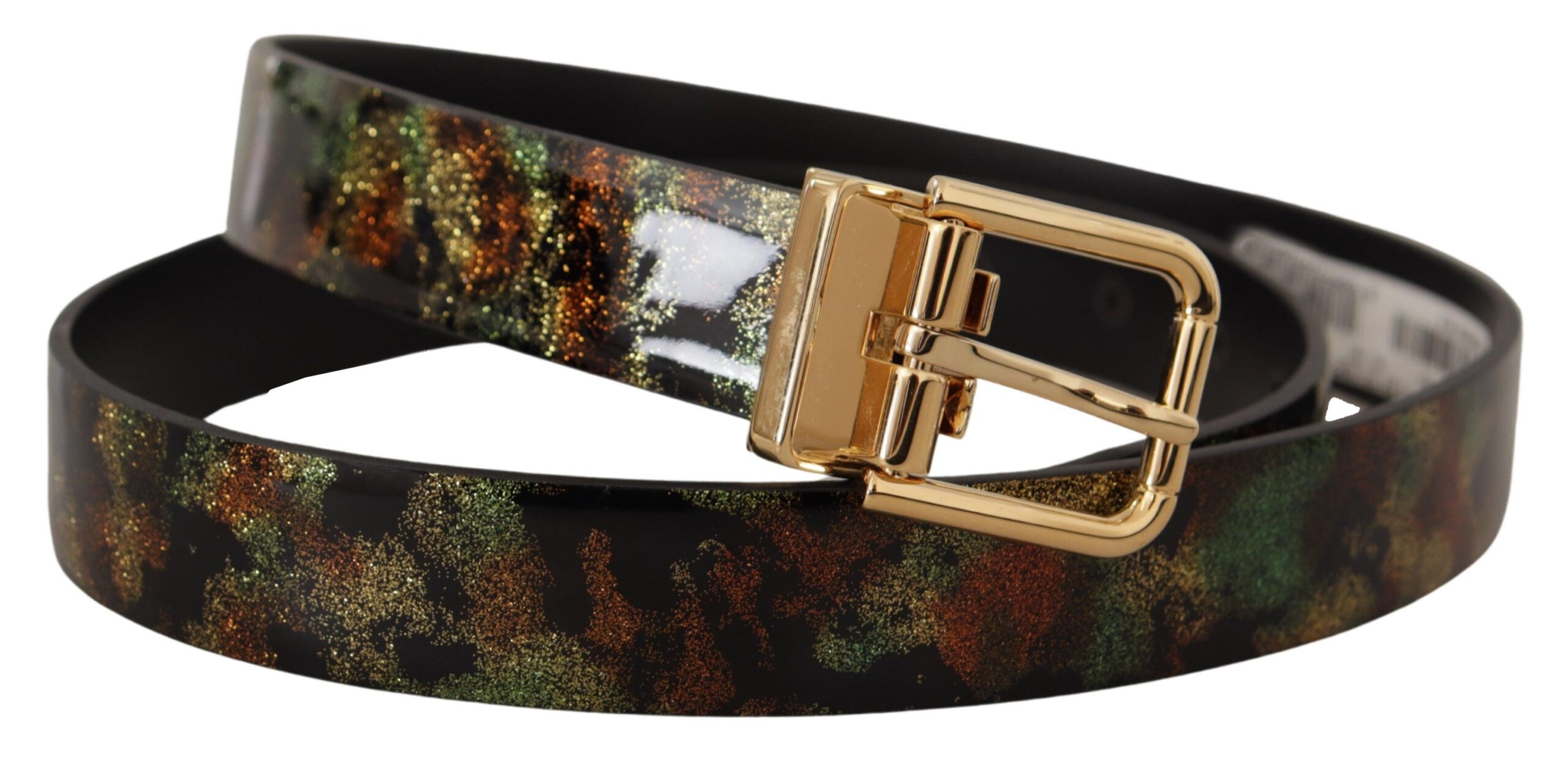 Black Green Leather Bronze Metal Buckle Belt - ventzia