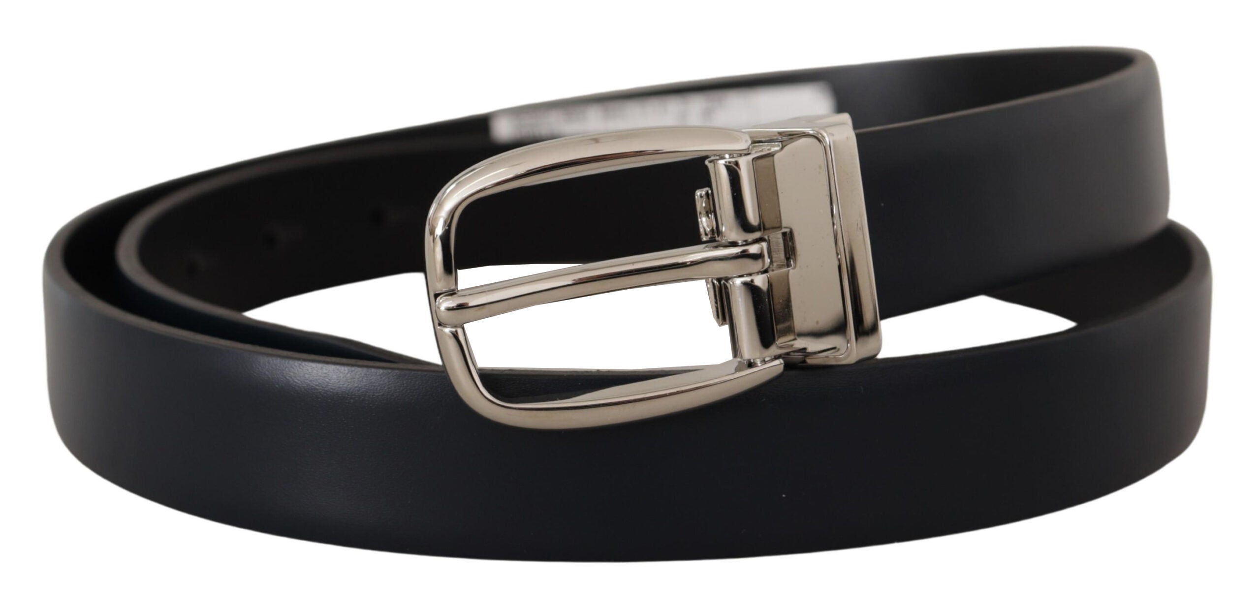 Black Leather Formal Silver Metal Buckle Belt - ventzia