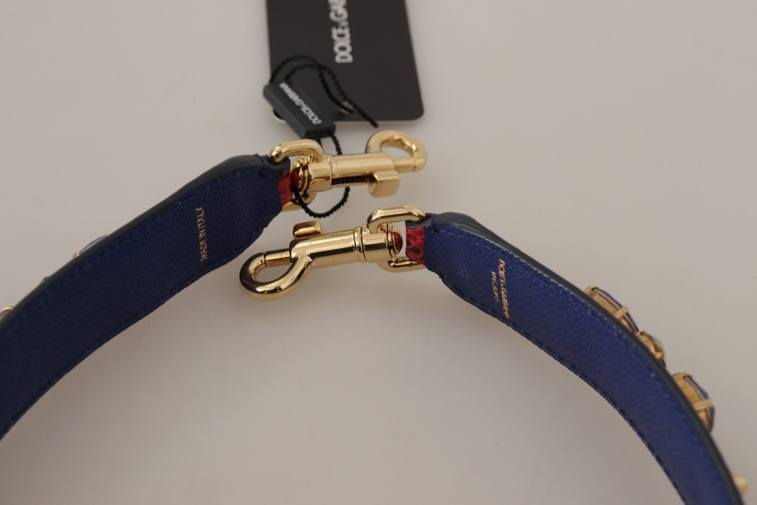 Red Exotic Leather Crystals Bag Shoulder Strap - ventzia