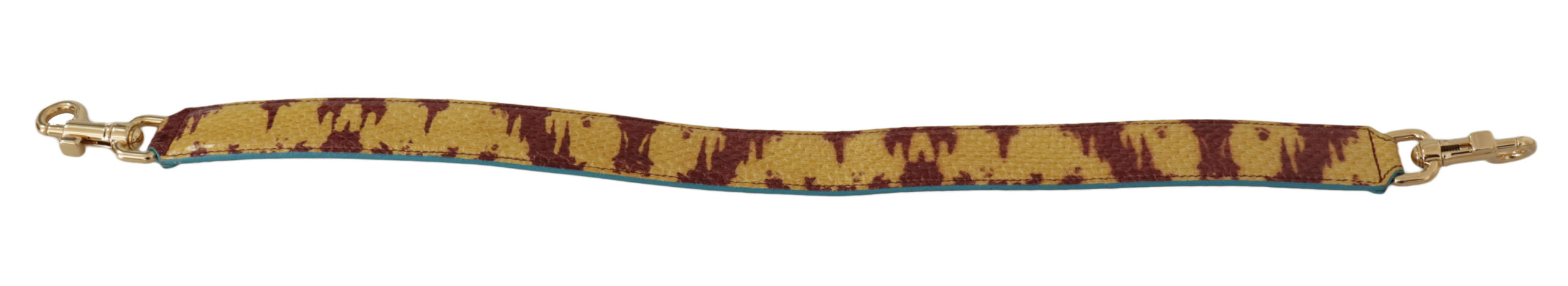 Yellow Red Leather Gold Tone Shoulder Strap - ventzia