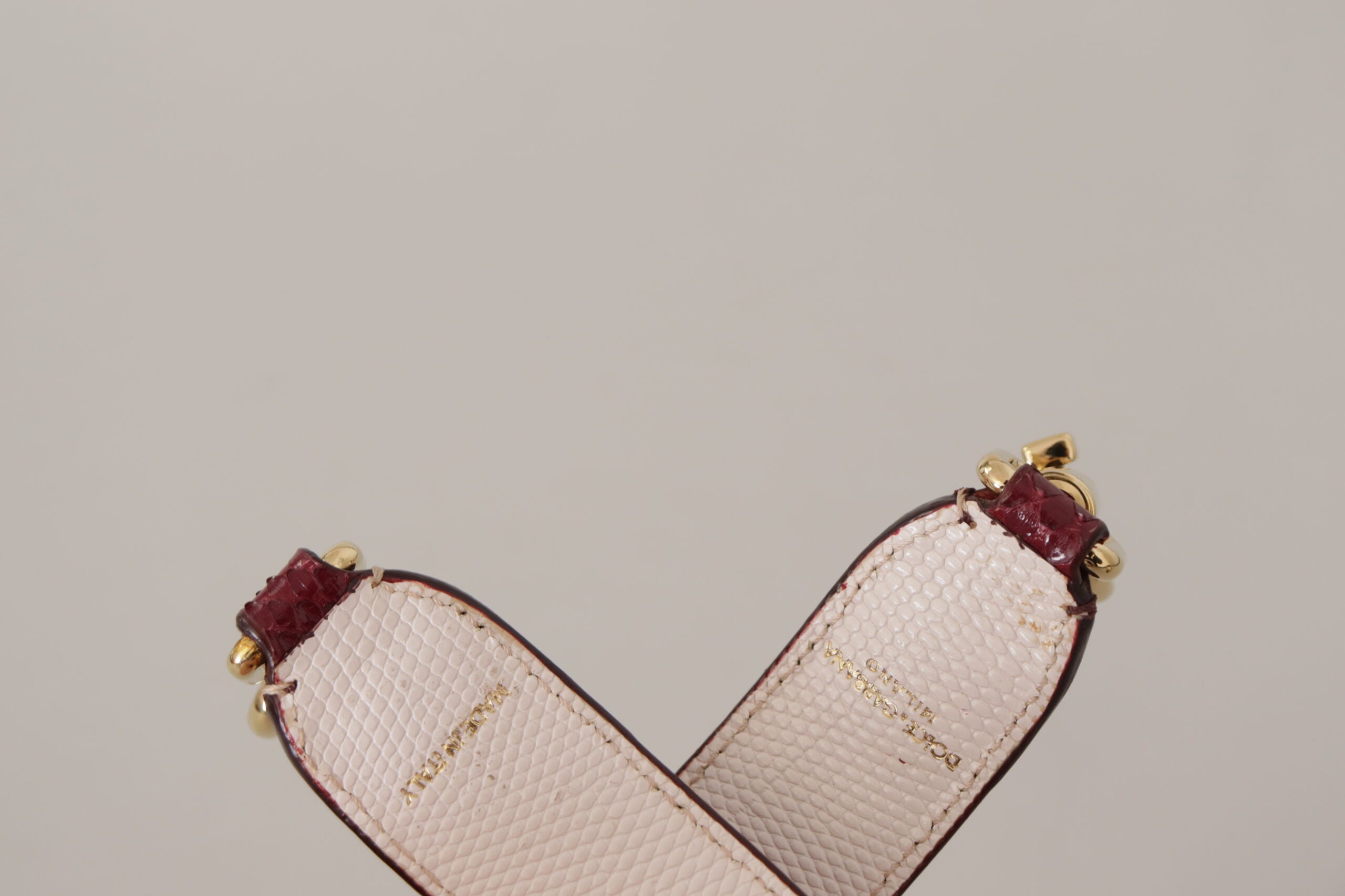 Bordeaux Leather Crystals Bag Shoulder Strap - ventzia